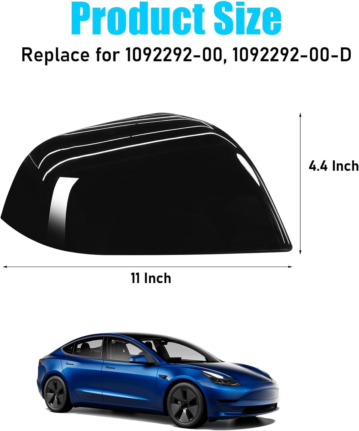 YDSSTORE Compatible with Tesla Model 3 Side Mirror Cover Replacement 2017 2018 2019 2020 2021 2022 2023. Passenger Side Rear View Mirror Cover. Door Wing Mirror Cover Caps for Model 3 Accessories(Black)-autoydsstore
