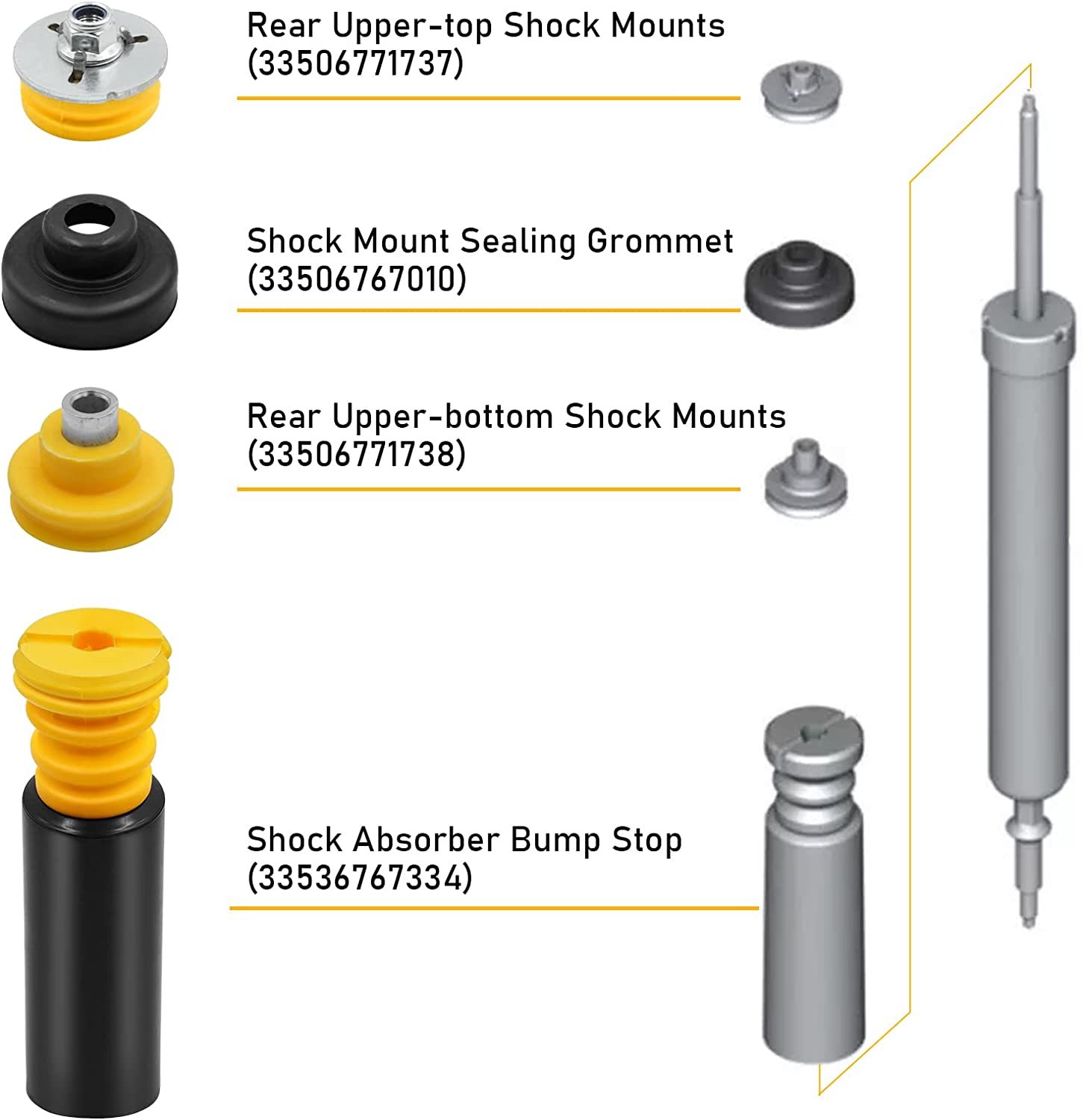 For BMW 1 3 Series Rear Upper and Lower Shock Mount Kit | YDSSTORE