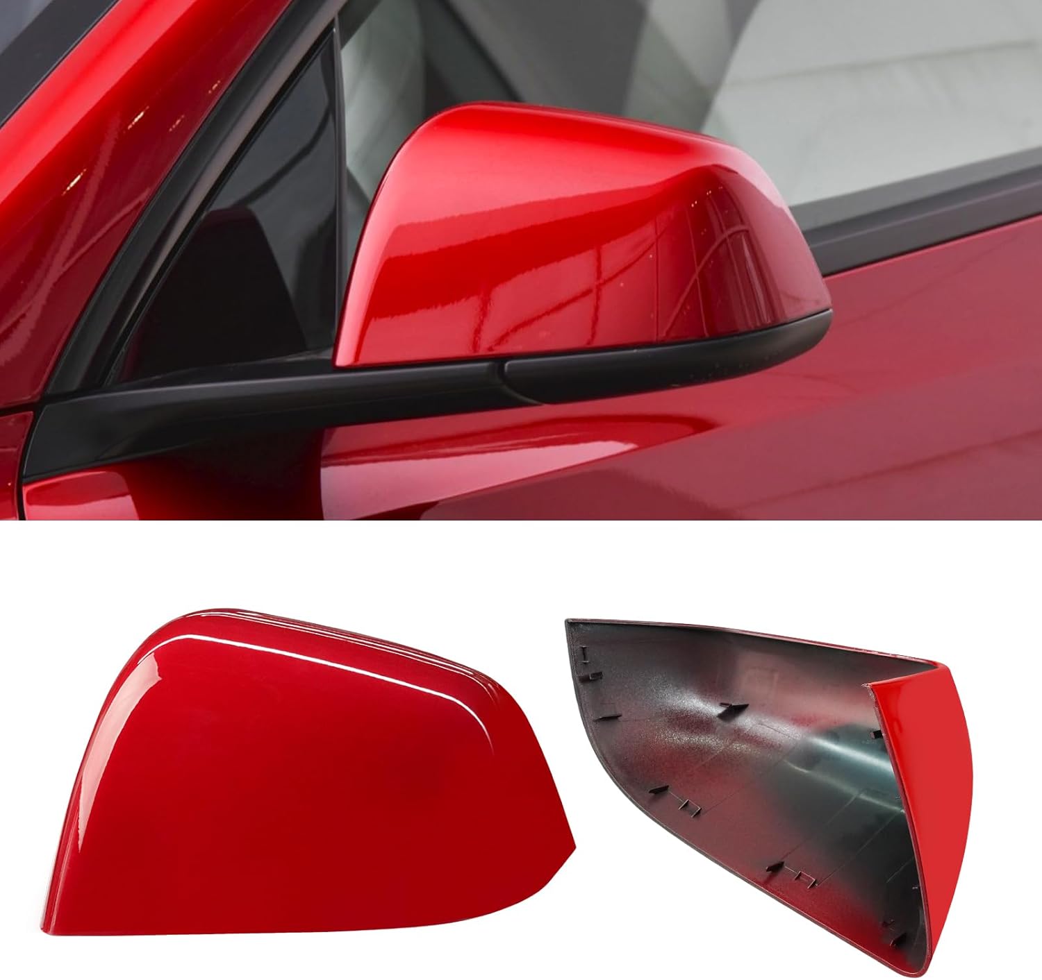 For Tesla Model Y Side Mirror Cover Left Driver Side Replacement | Red | YDSSTORE
