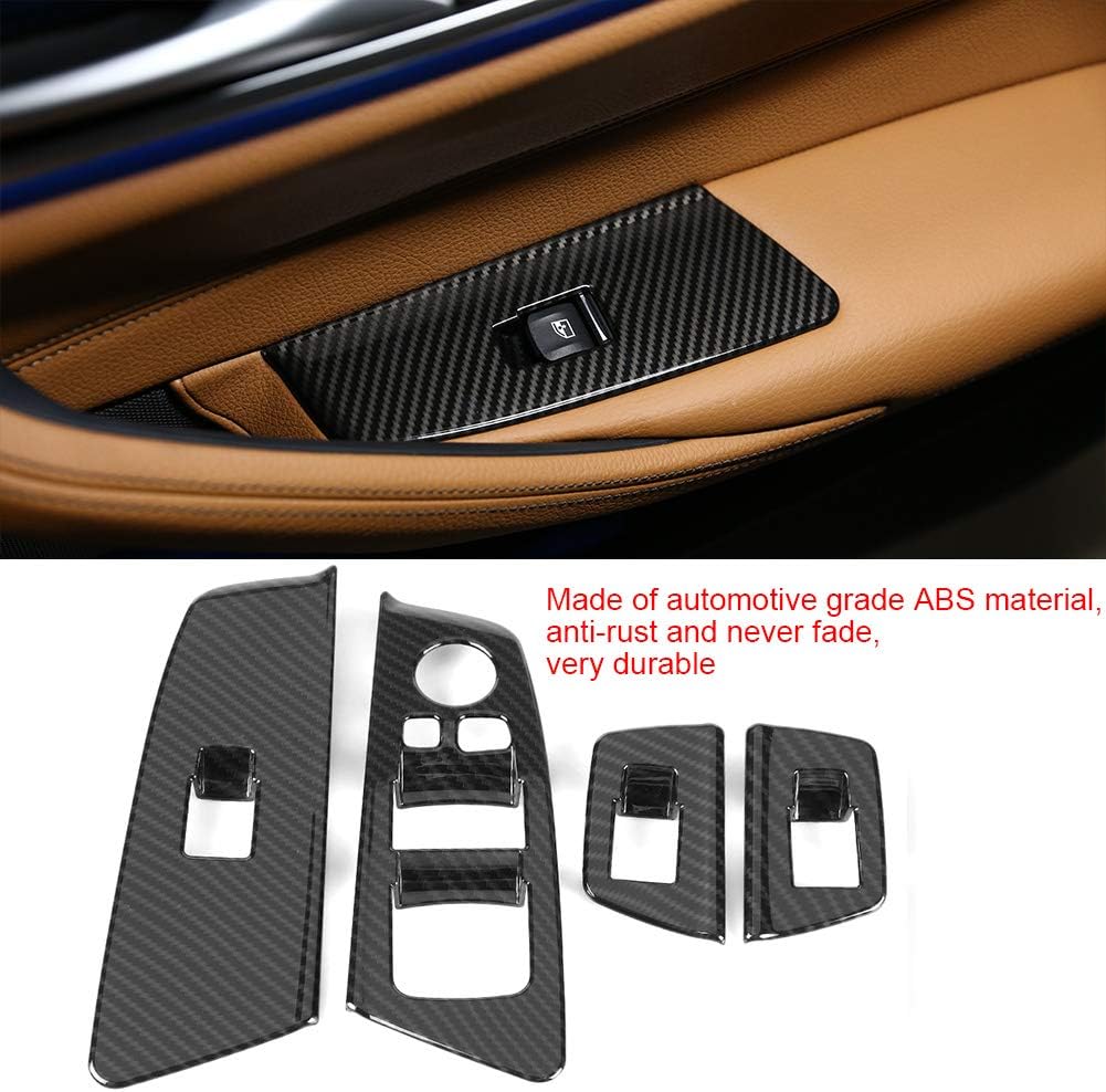 Window Lift Button Frame Trim 4pcs for BMW 5 Series G30 2017-2018 Carbon Fiber Look Window Switch Lift Button Frame Cover Trim-autoydsstore