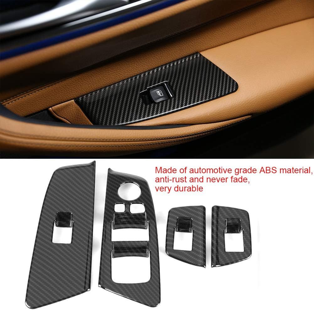 Window Lift Button Frame Trim 4pcs for BMW 5 Series G30 2017-2018 Carbon Fiber Look Window Switch Lift Button Frame Cover Trim-autoydsstore