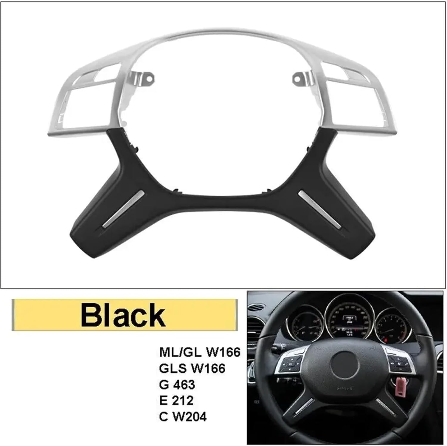 Car Interior Steering Wheel Trim. Compatible for Mercedes Benz ML GL GLS W166 W204 W212 W463(Grey)