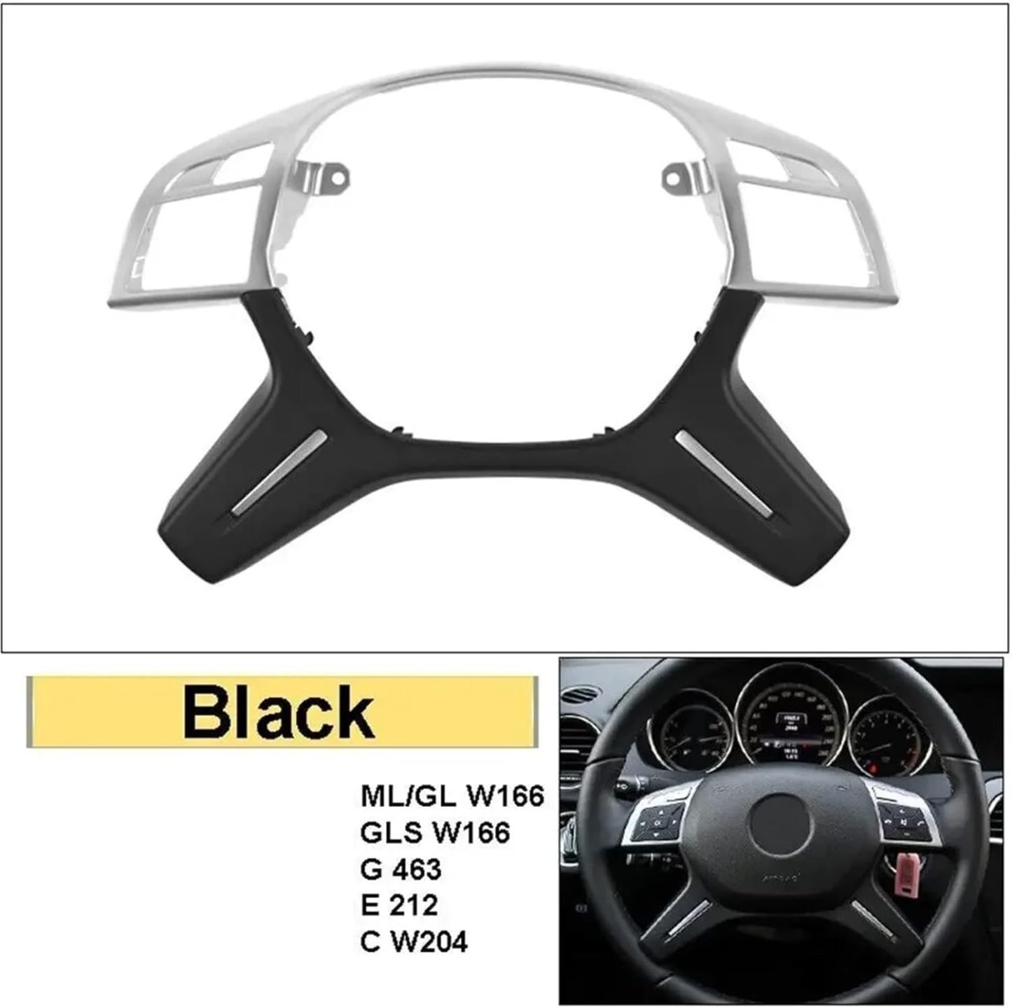 Car Interior Steering Wheel Trim. Compatible for Mercedes Benz ML GL GLS W166 W204 W212 W463(Grey)