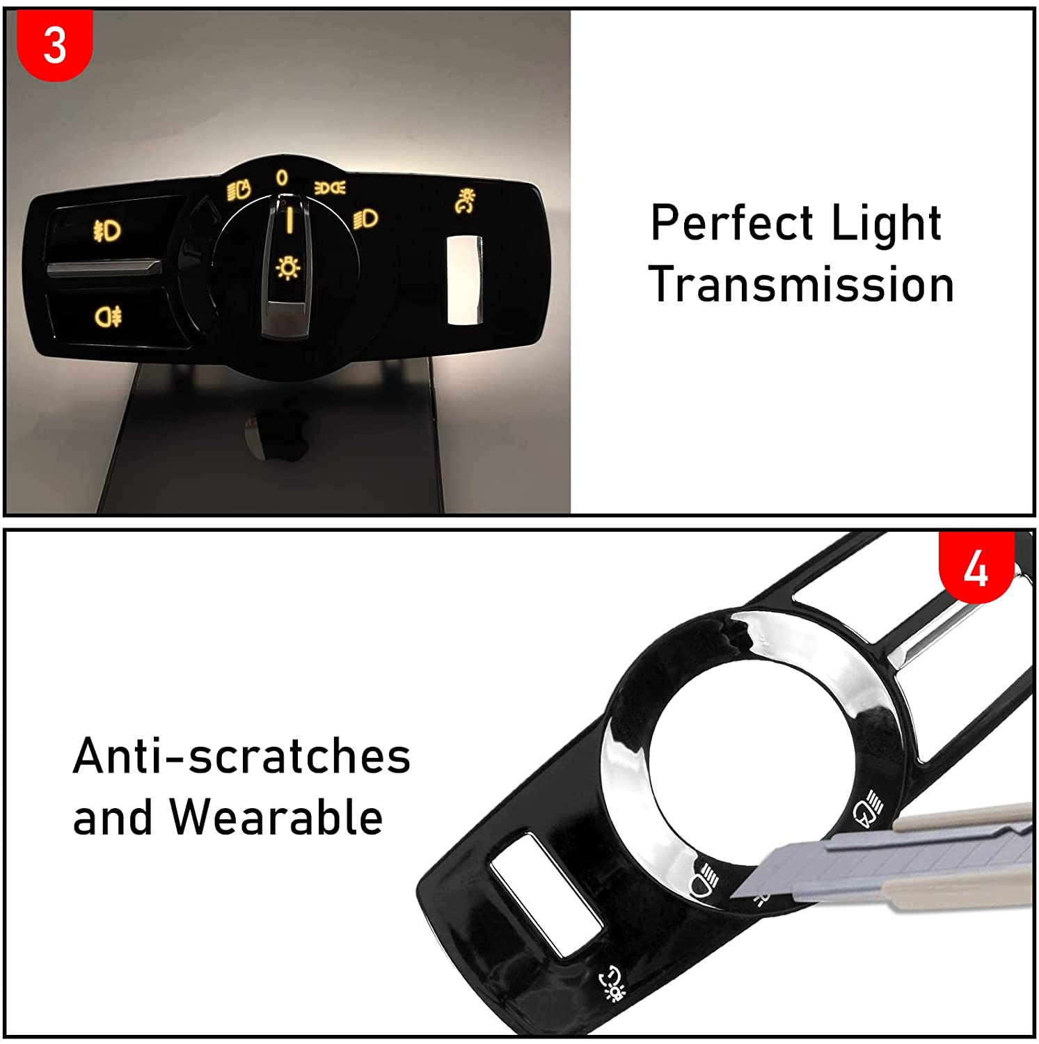 For BMW Headlight Switch Knob Button Covers | 4PCS | YDSSTORE