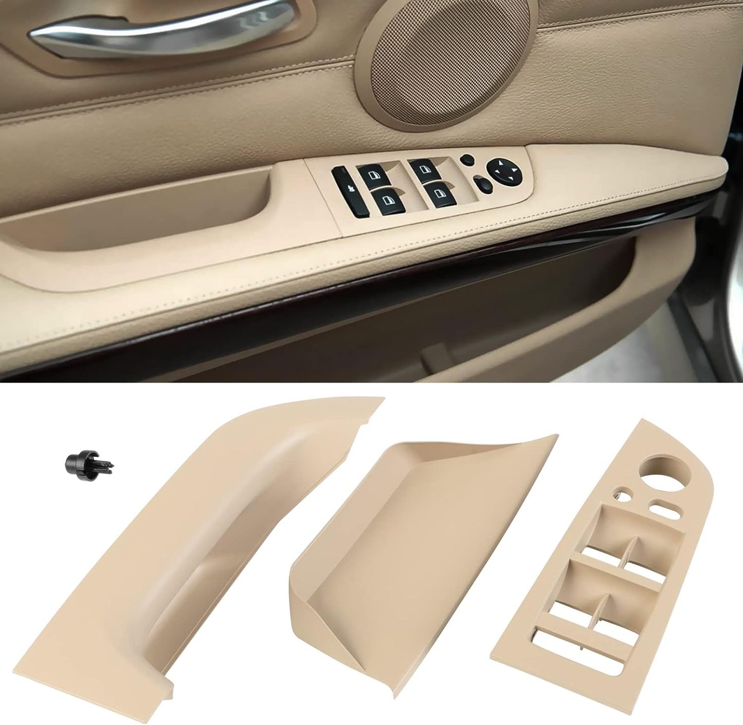 For BMW 3 Series E90/E91 Driver Side Door Handle Cover (2004-2007) - 14.76 Beige | YDSSTORE