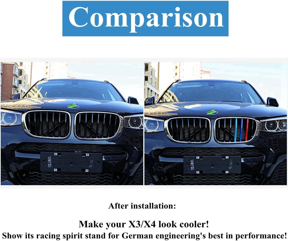 YDSSTORE M-Colored Grille Insert Trim for BMW F25 X3 (2011-2017) & F26 X4 (2014-2017) | Compatible with 7-Beam Standard Kidney Grille-autoydsstore