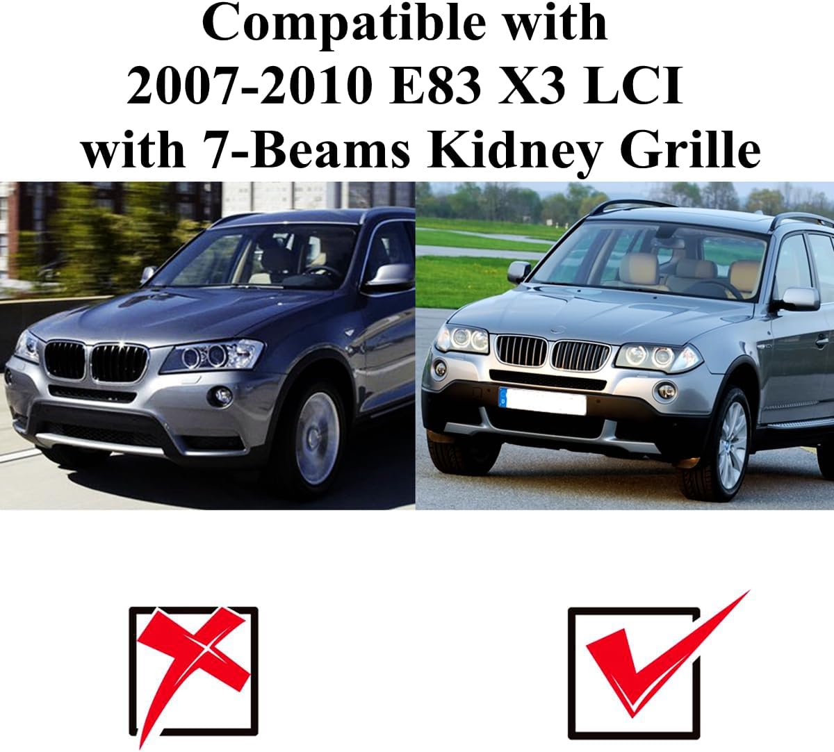 YDSSTORE M-Colored Grille Insert Trim for BMW E83 X3 (2007-2010) | Compatible with 7-Beam Standard Kidney Grille-autoydsstore