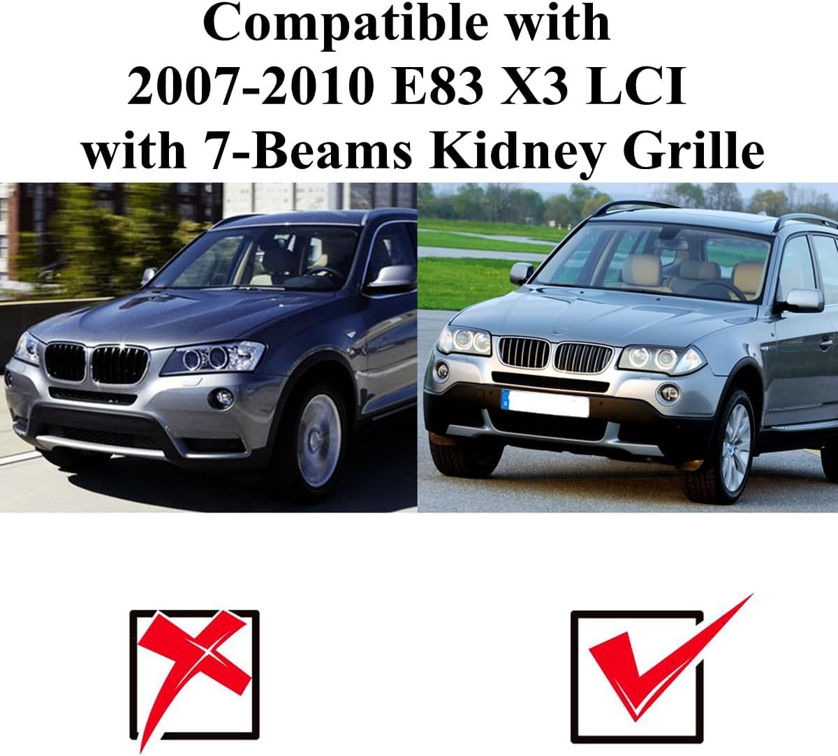 YDSSTORE M-Colored Grille Insert Trim for BMW E83 X3 (2007-2010) | Compatible with 7-Beam Standard Kidney Grille-autoydsstore
