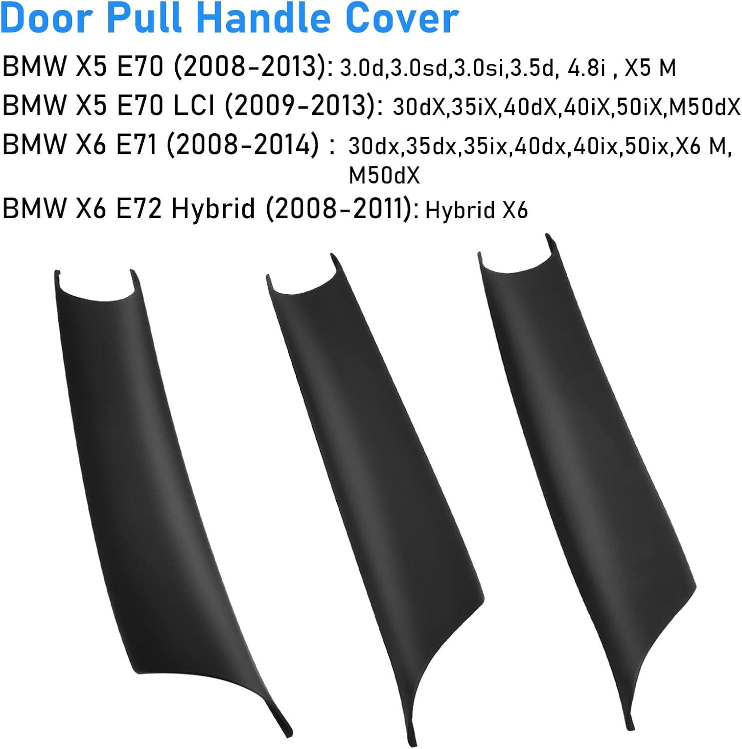 For BMW X5 E70/X6 E71 Door Handle Covers – 3PCS Set for BMW X5 E70 (2008-2013) & X6 E71/E72 (2008-2014) Left and Right Side Interior Door Pull Handle Covers-autoydsstore