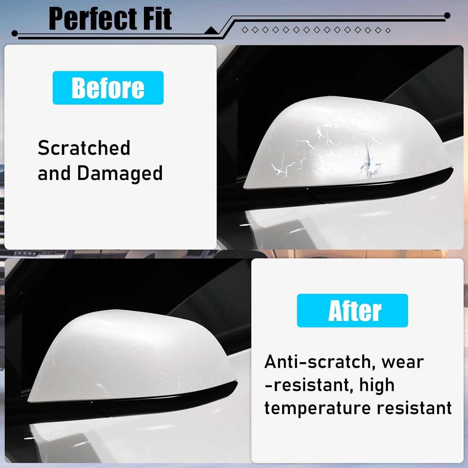 YDSSTORE Compatible with Tesla Model 3 Side Mirror Cover Replacement 2017 2018 2019 2020 2021 2022 2023. Driver Side Rear View Mirror Cover. Door Wing Mirror Cover Caps for Model 3 Accessories(White)-autoydsstore