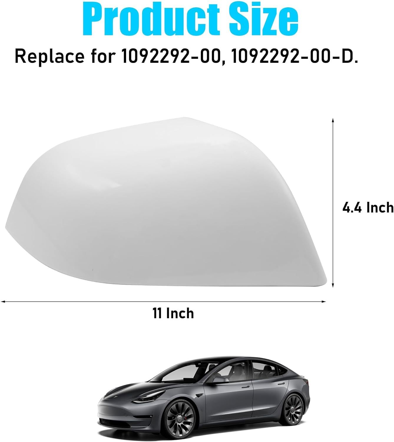 YDSSTORE Compatible with Tesla Model 3 Side Mirror Cover Replacement 2017 2018 2019 2020 2021 2022 2023. Passenger Side Rear View Mirror Cover. Door Wing Mirror Cover Caps for Model 3 Accessories(White)-autoydsstore
