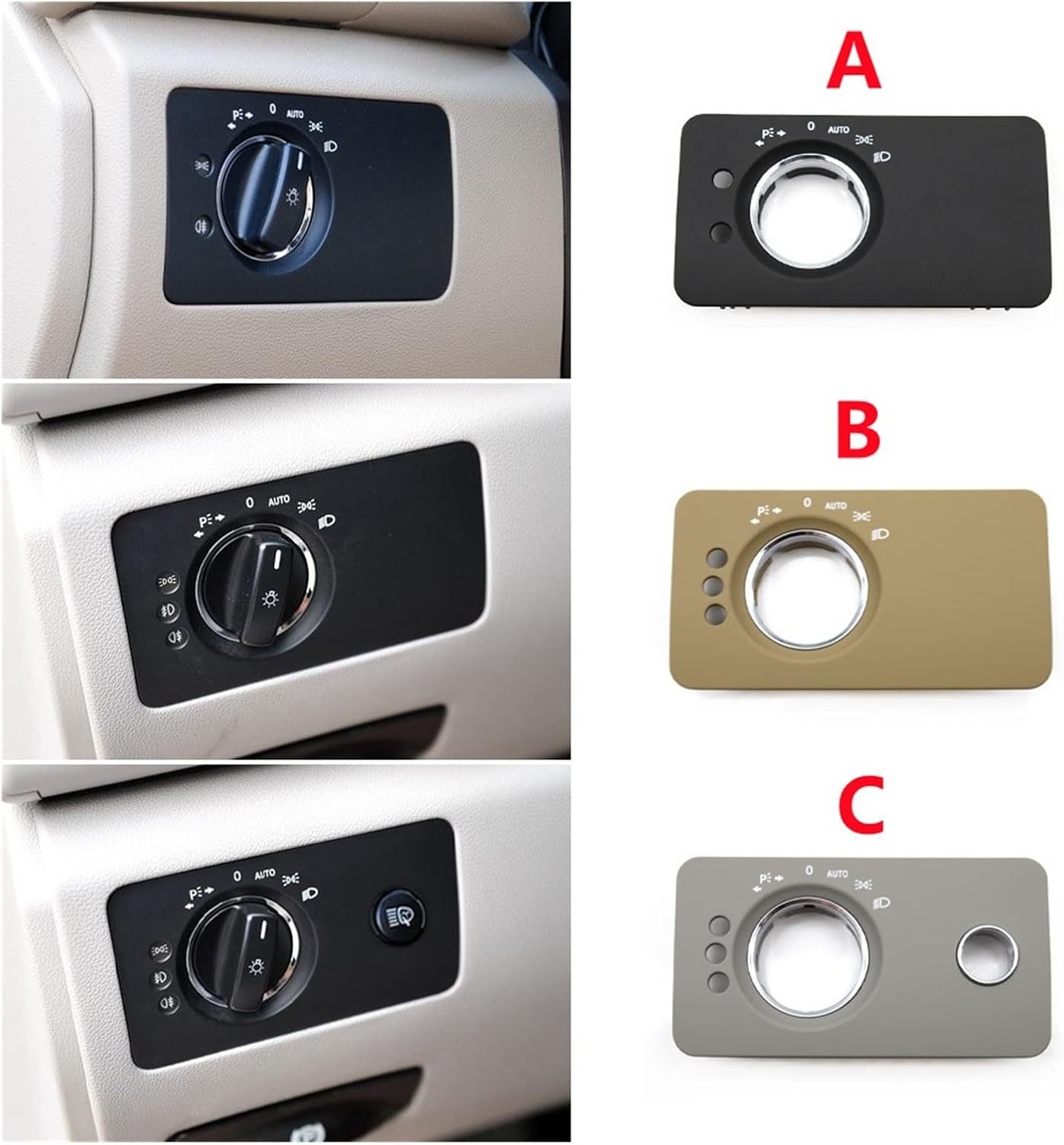 Car Dashboard Headlight Control Switch Panel Cover Trim Fit for Mercedes Benz W251 R-Class R280 R300 R350 R400 R500 2005-2017 (Color : W251 C Black)