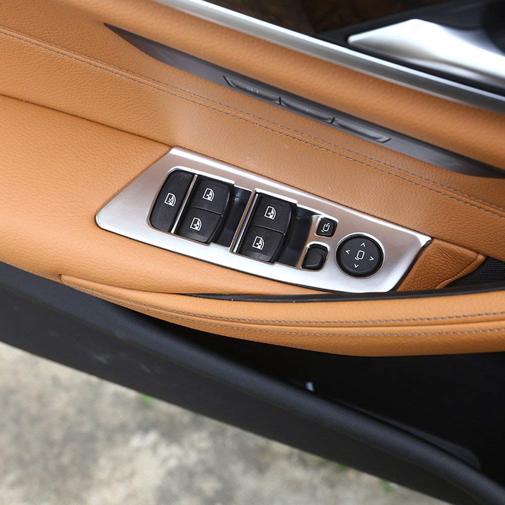 Window Lift Button Frame Trim 4pcs for BMW 5 Series G30 2017-2018 Carbon Fiber Look Window Switch Lift Button Frame Cover Trim-autoydsstore