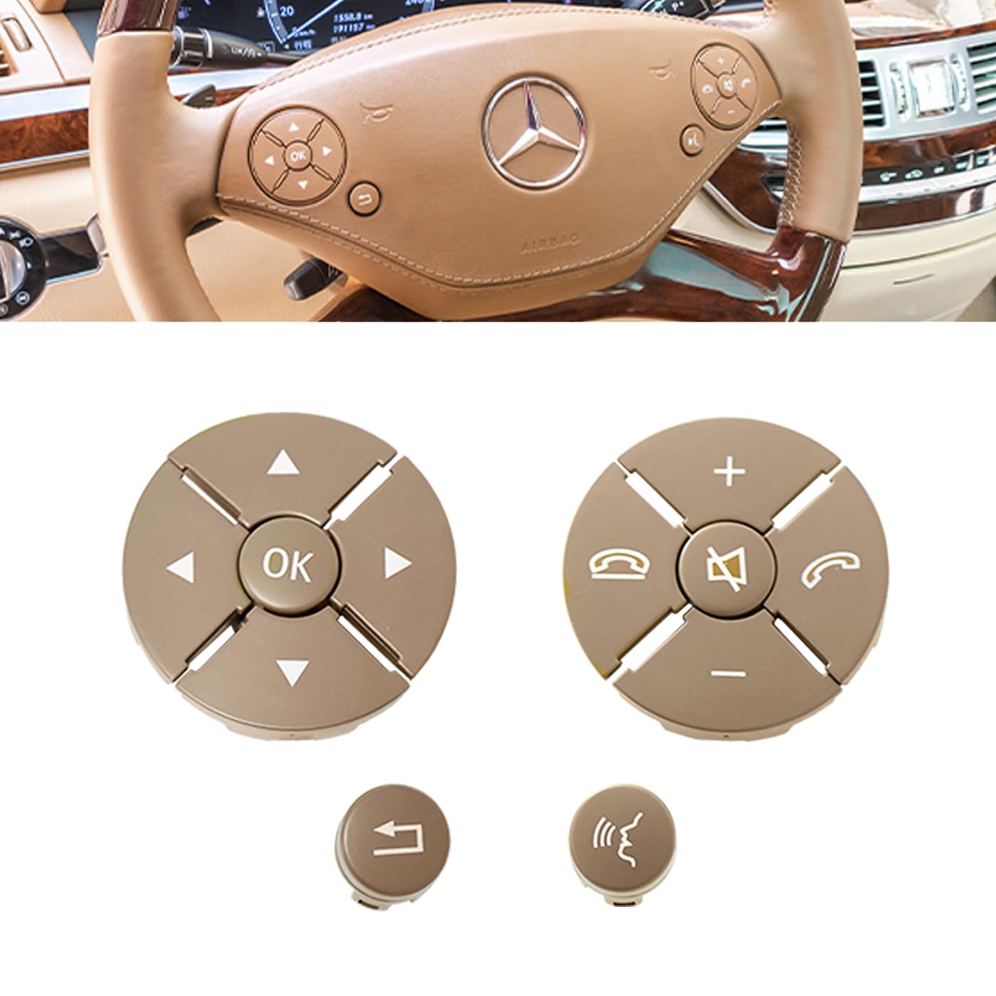 Steering Wheel Button - Switch Control Buttons for Mercedes Benz S CL Class W221 W216 S300 S320 S400 S450.Waterproof Rust Proof Steering Wheel Radio Control Switch Buttons (Yellow)