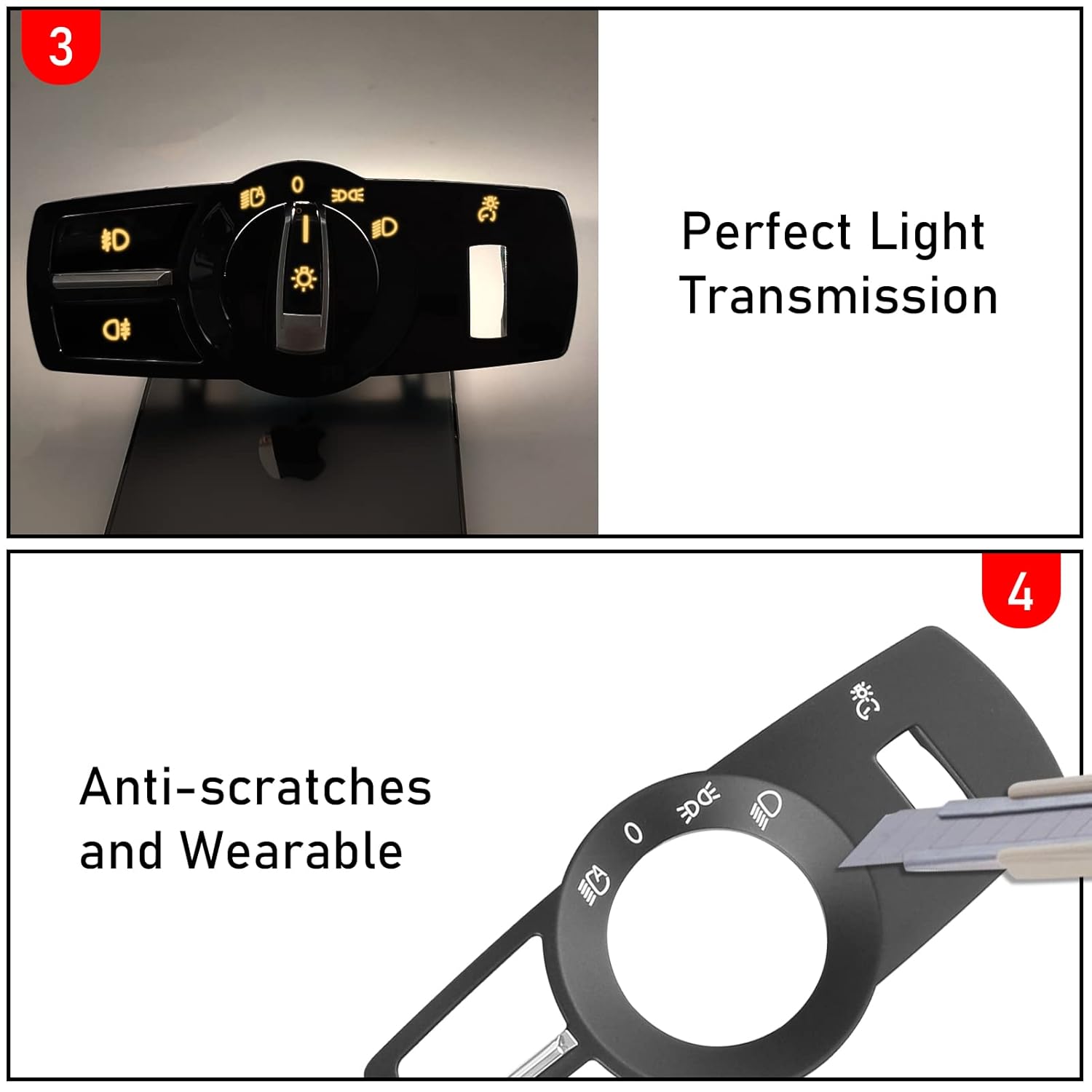 YDSSTORE  Compatible with BMW Headlight Switch Button Panel Cover for 5 Series F10 6 Series F12 7 Series F01 X3 F25 X4 F26 4PCS Light Control Knob Frame Foglight Button Kit-autoydsstore