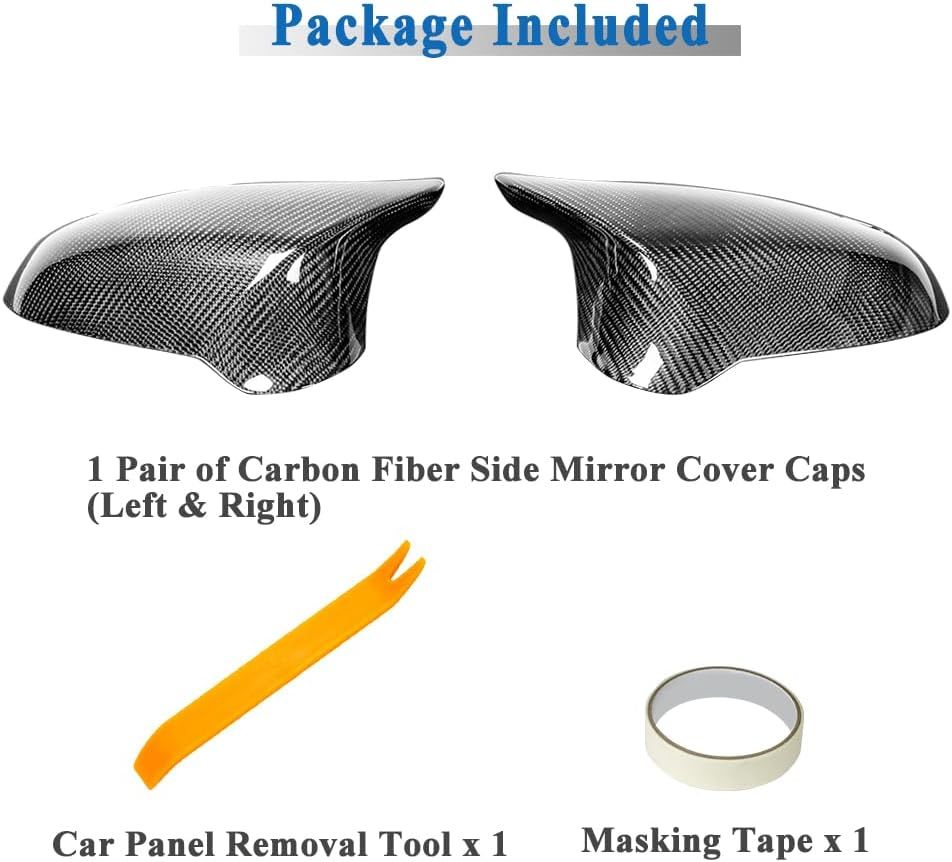 YDSSTORE Carbon Fiber  Side Mirror Covers for 2014-2020 BMW F80 M3 / F82 M4 / F83 M4 Mirror Caps (Replacement Style)-autoydsstore