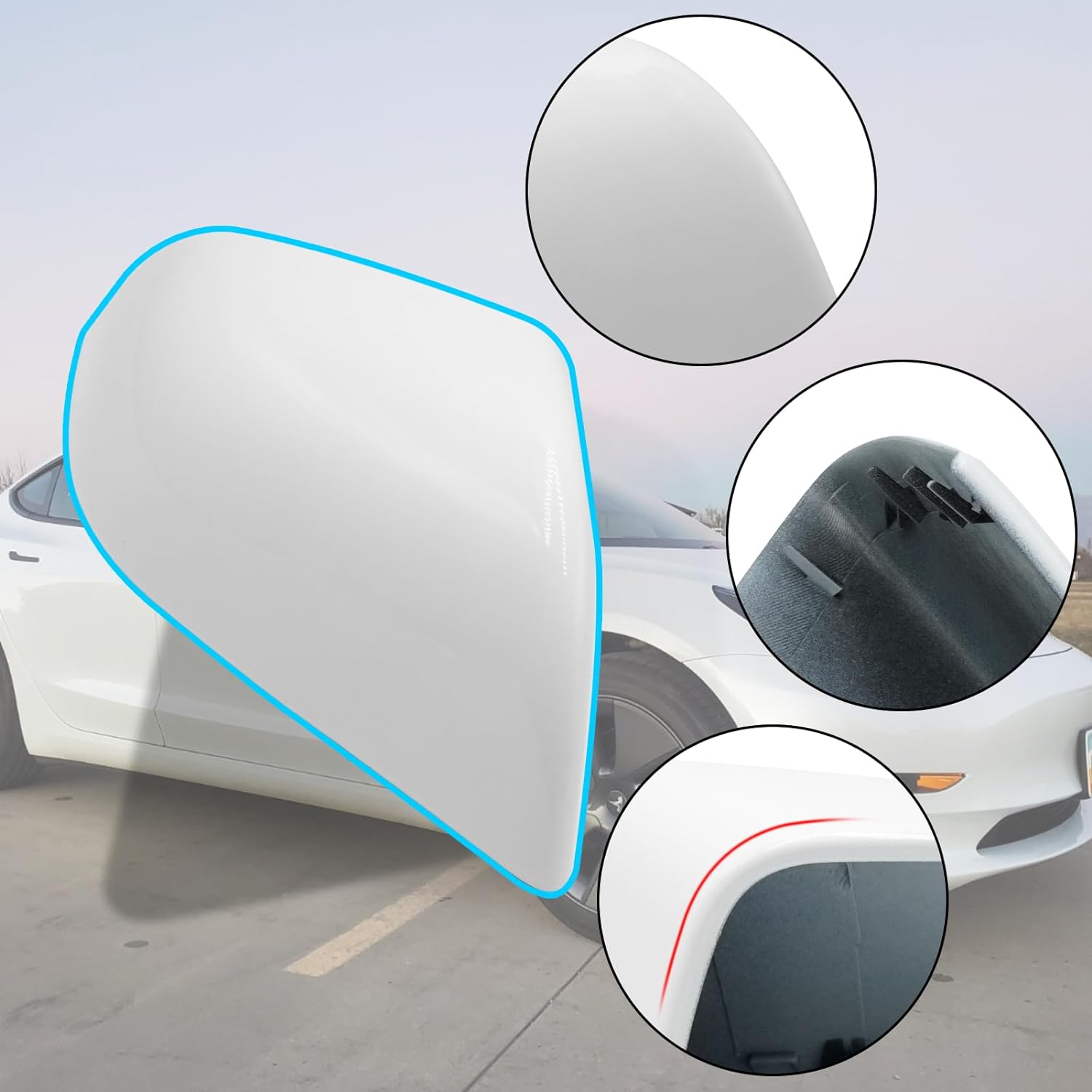 YDSSTORE Compatible with Tesla Model 3 Side Mirror Cover Replacement 2017 2018 2019 2020 2021 2022 2023. Passenger Side Rear View Mirror Cover. Door Wing Mirror Cover Caps for Model 3 Accessories(White)-autoydsstore