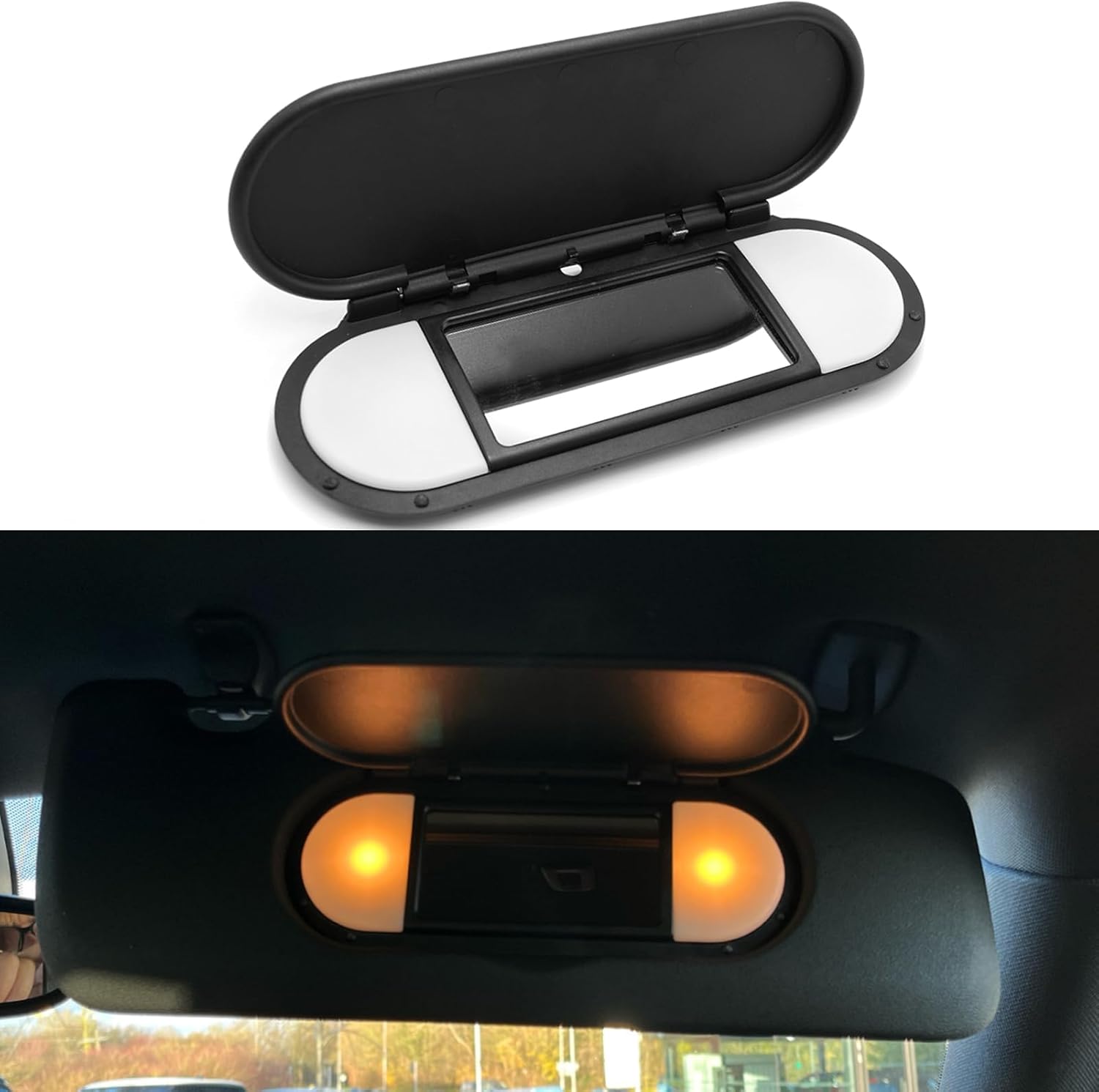 Mini Cooper Sun Visor Vanity Mirror Cover 2015-2022.Front Visor Illuminated Mirror Cover Replacement F55/56/60 for Left/Right.1PCS Sun Visor Makeup Mirror Buckle Cover.Black| YDSSTORE-autoydsstore