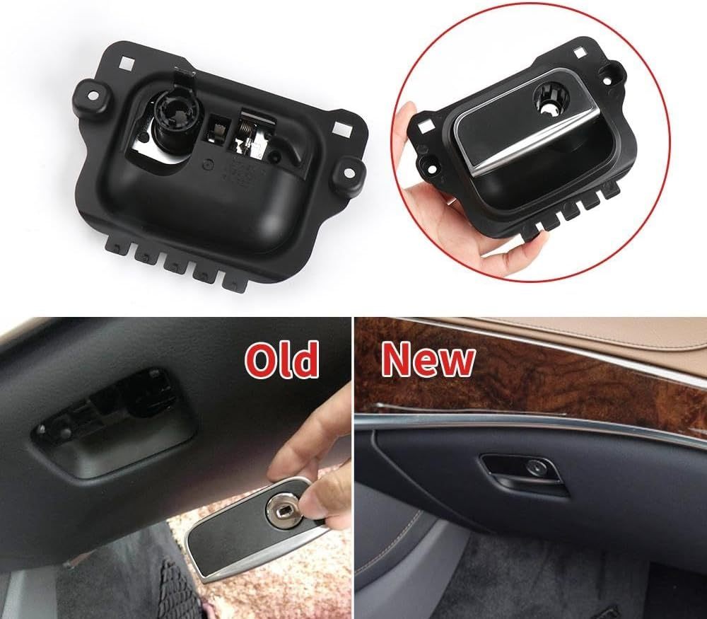 Car Glove Box Lid Handle Open/Lock Puller Glove Boxs Toolbox Pull Cover with Hole for Mercedes Benz W222 S-Class 2014-2020 (Black)