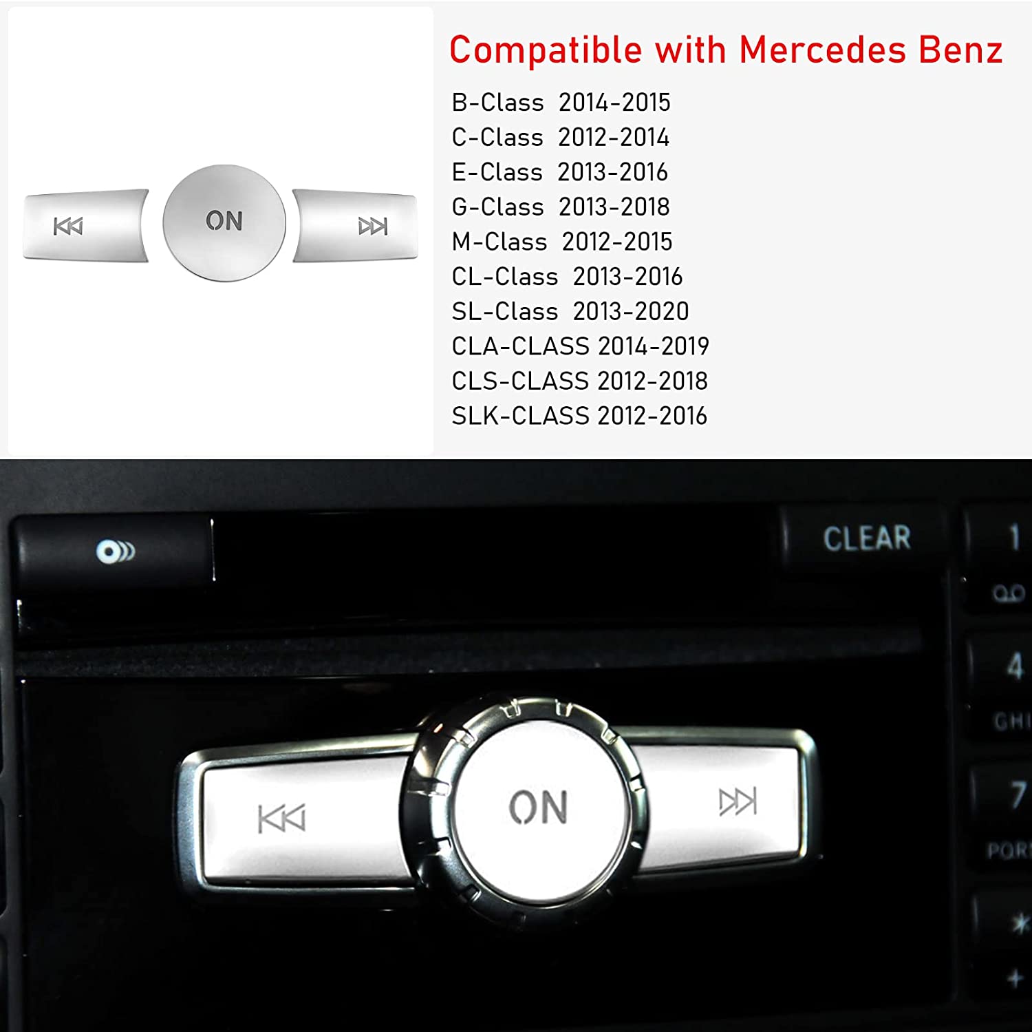 For Mercedes Benz B/C/E/G Class Radio Button Cover Stickers-Large | YDSSTORE