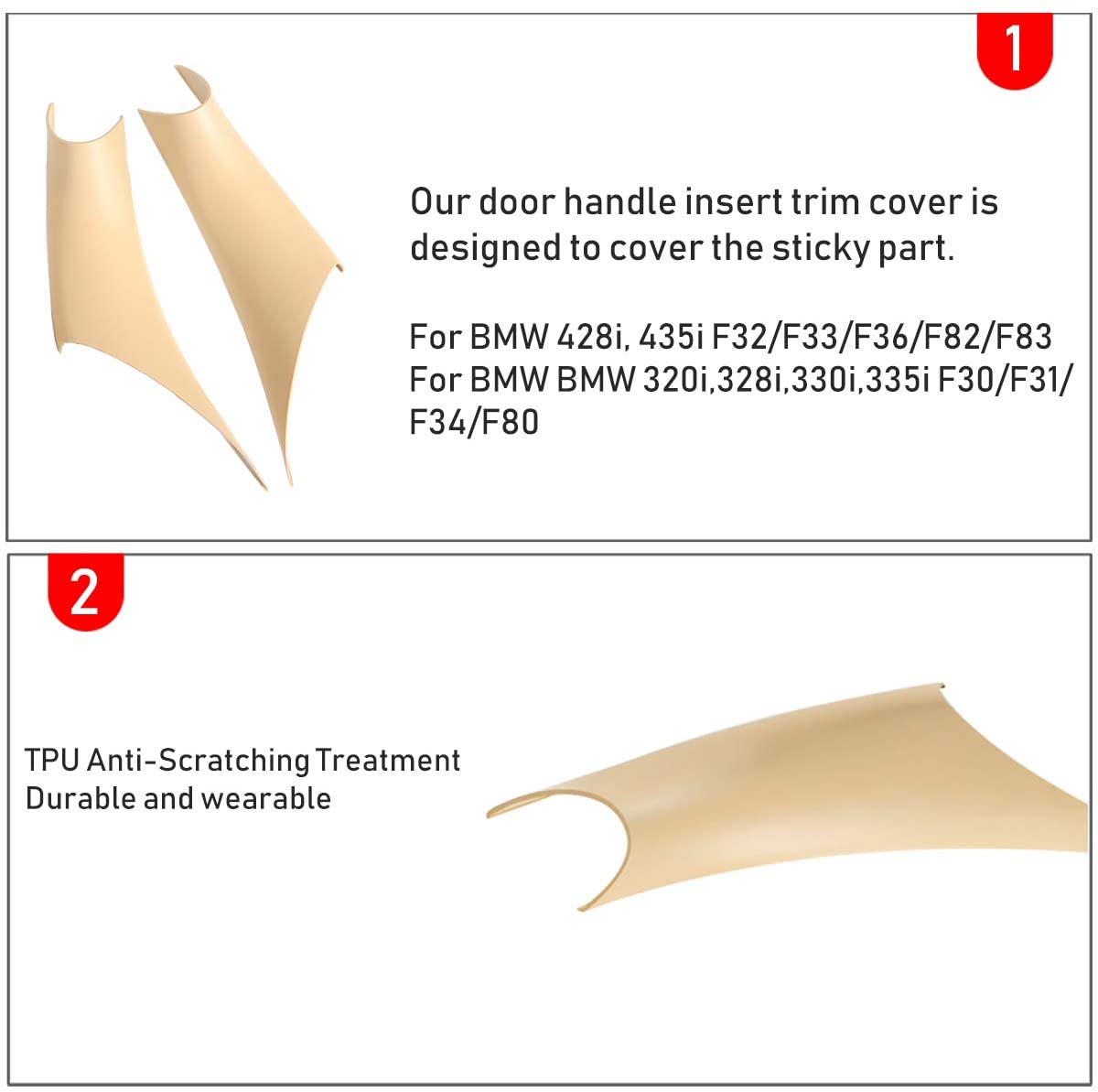 Upgraded For BMW 3/4 Series Car Door Handle-F30/F31/F32/F36 F89| Beige 2pcs | YDSSTORE