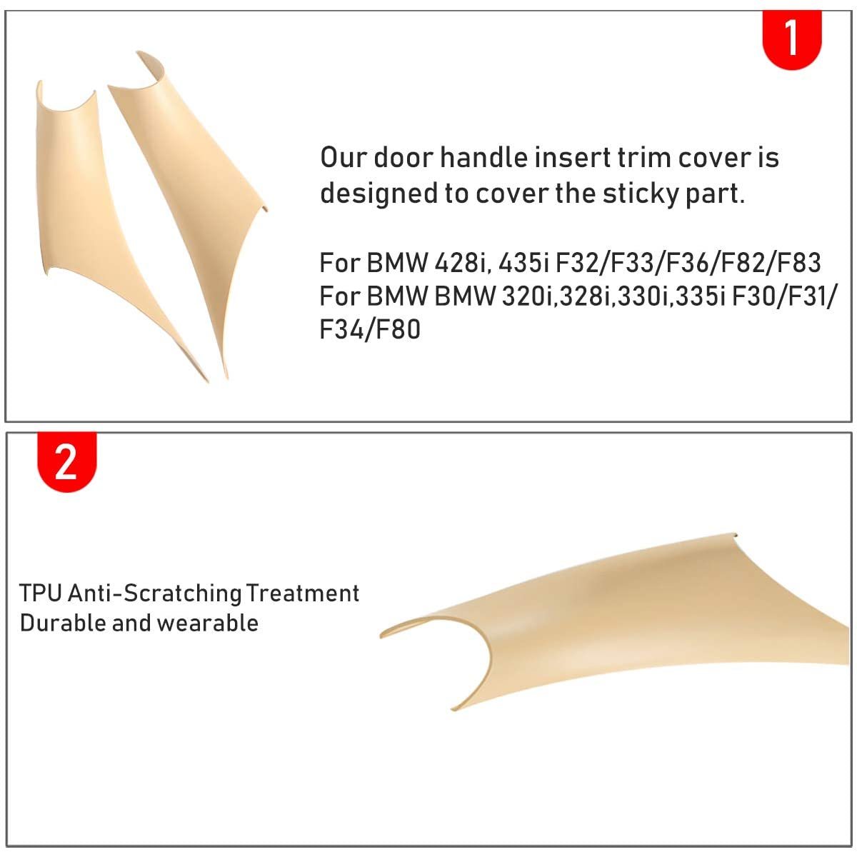 Upgraded For BMW 3/4 Series Car Door Handle-F30/F31/F32/F36 F89| Beige 2pcs | YDSSTORE