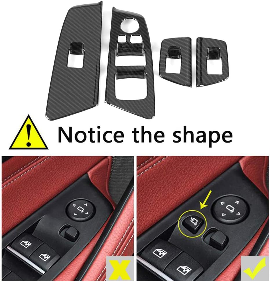 Window Lift Button Frame Trim 4pcs for BMW 5 Series G30 2017-2018 Carbon Fiber Look Window Switch Lift Button Frame Cover Trim-autoydsstore