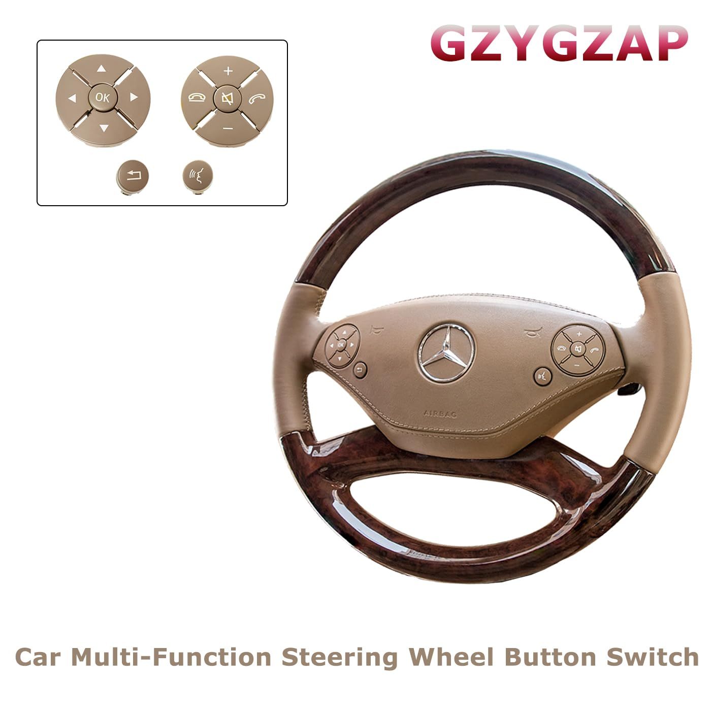 Steering Wheel Button - Switch Control Buttons for Mercedes Benz S CL Class W221 W216 S300 S320 S400 S450.Waterproof Rust Proof Steering Wheel Radio Control Switch Buttons (Yellow)