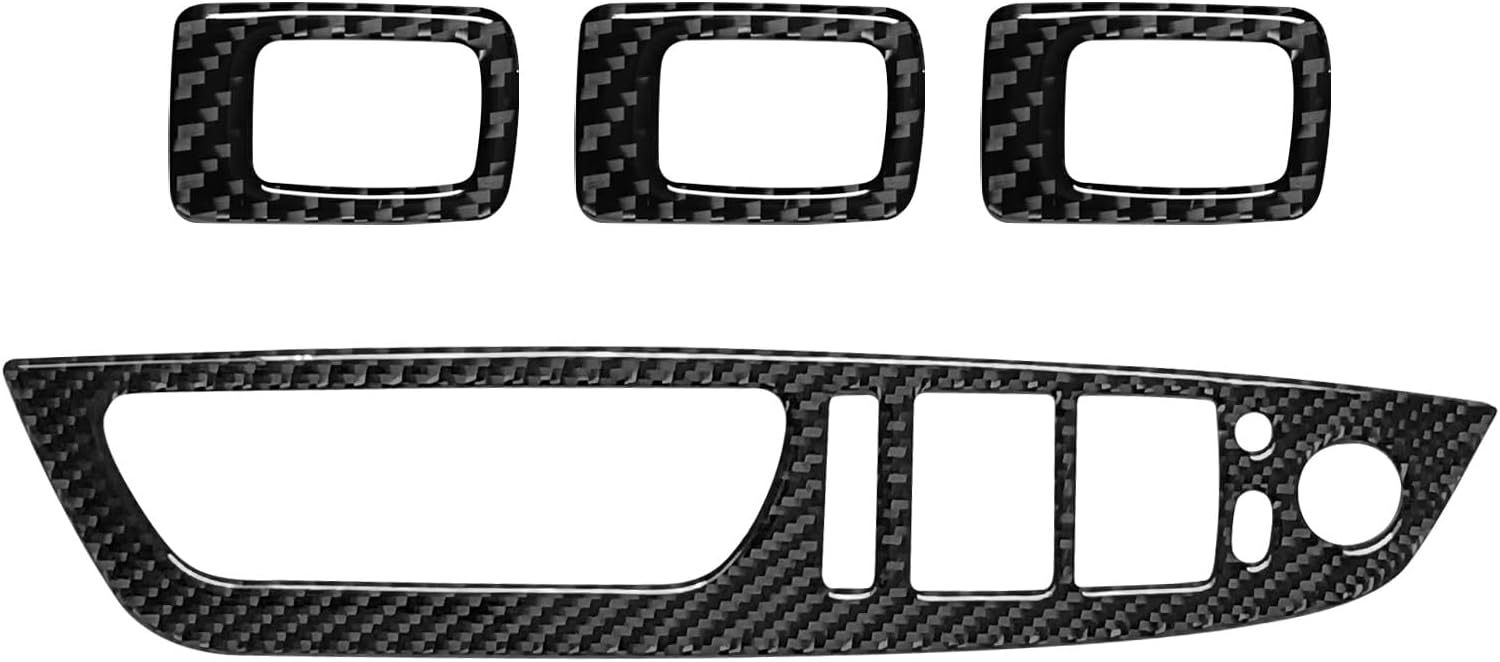 YDSSTORE Carbon Fiber Center Console Car Door Window Rising Control Button Panel Cover Trim Interior Accessories for BMW X5 X6 E70 E71 (2008-2013) – 4pc Black-autoydsstore