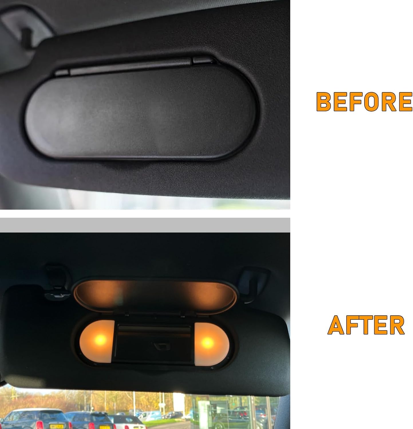 Mini Cooper Sun Visor Vanity Mirror Cover 2015-2022.Front Visor Illuminated Mirror Cover Replacement F55/56/60 for Left/Right.1PCS Sun Visor Makeup Mirror Buckle Cover.Black| YDSSTORE-autoydsstore