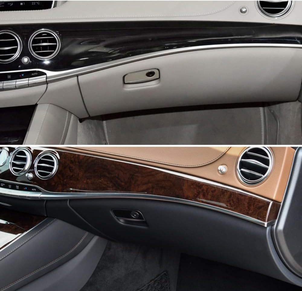 Car Glove Box Lid Handle Open/Lock Puller Glove Boxs Toolbox Pull Cover with Hole for Mercedes Benz W222 S-Class 2014-2020 (Black)