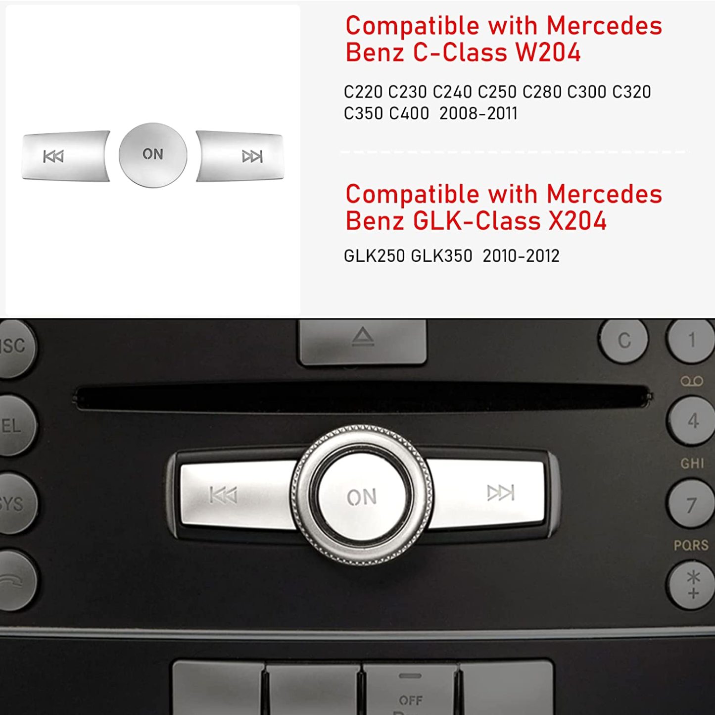 For Mercedes Benz C/GLK Class Radio Button Cover Stickers-Small Replacement | YDSSTORE