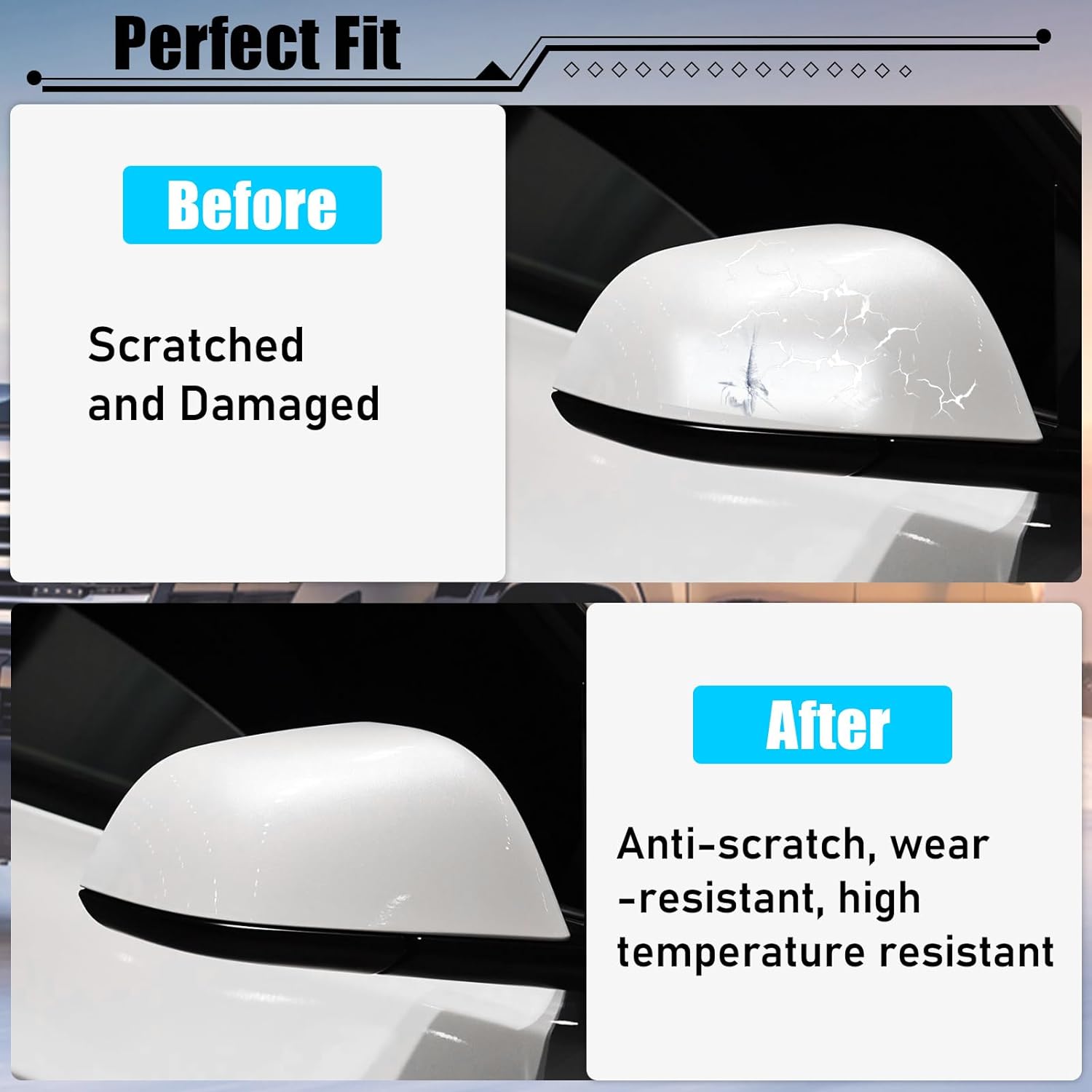 YDSSTORE Compatible with Tesla Model 3 Side Mirror Cover Replacement 2017 2018 2019 2020 2021 2022 2023. Passenger Side Rear View Mirror Cover. Door Wing Mirror Cover Caps for Model 3 Accessories(White)-autoydsstore