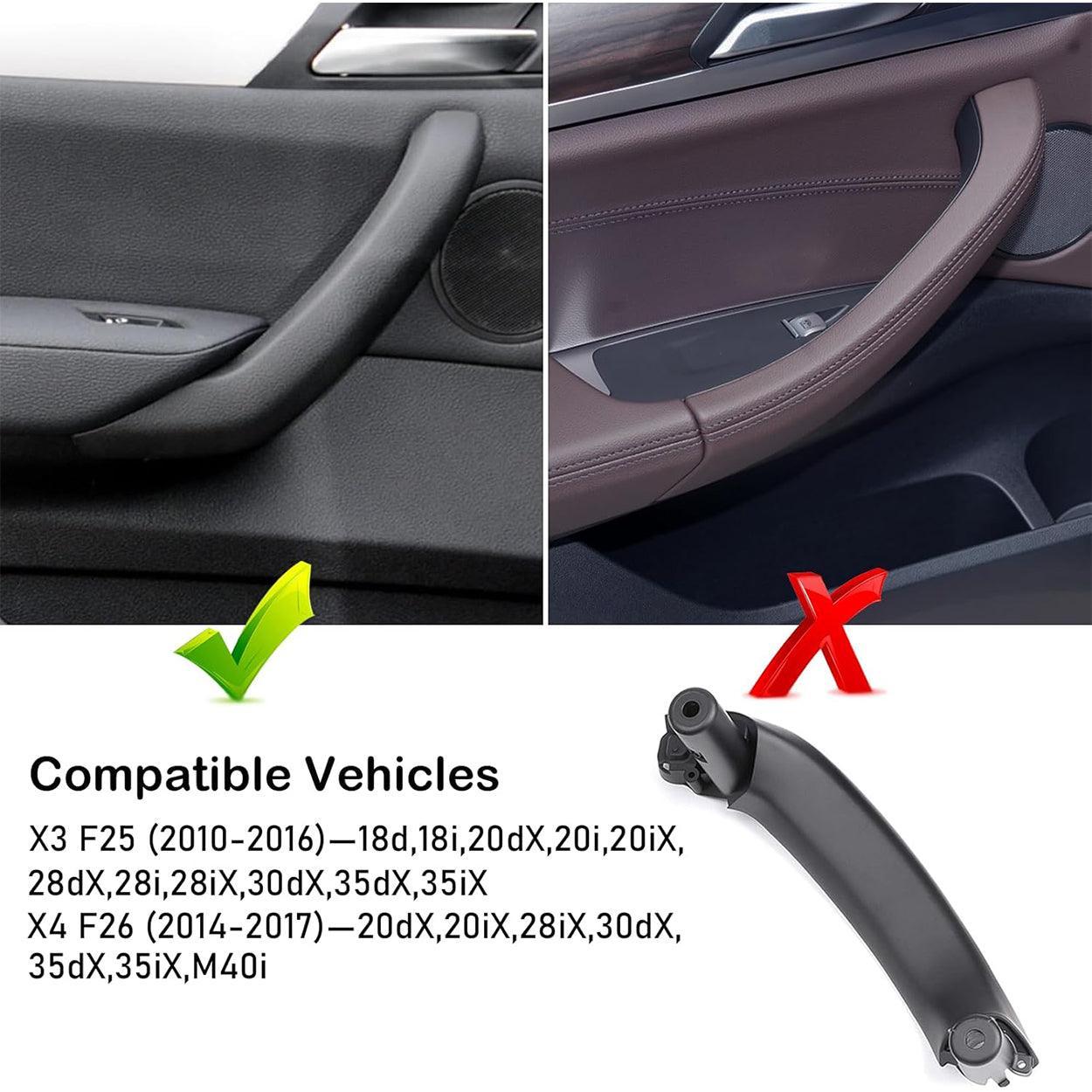 Door Armrest Cover Handle Kit Black Interior Driver Side Armrest Panel Inside Inner Handle Trim Replacement for BMW X3 X4 F25 F26 2011 2012 2013 2014 2015 2016 2017-autoydsstore