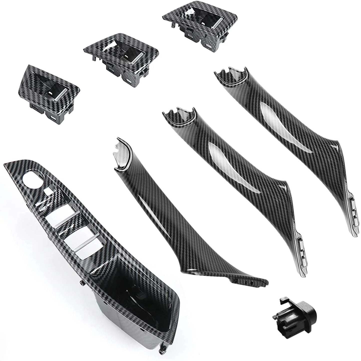 For BMW 5 Series F10/F11 | Carbon Fiber Door Handle Kit + Window Switch Covers - 7PCS | YDSSTORE-autoydsstore