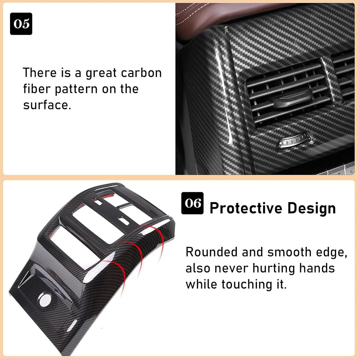 Compatible with BMW Rear Air Conditioning Vent Cover for X5 G05 & X6 G06 Carbon Fiber  Air Vent Panel Frame (Not Real Carbon Fiber)-autoydsstore