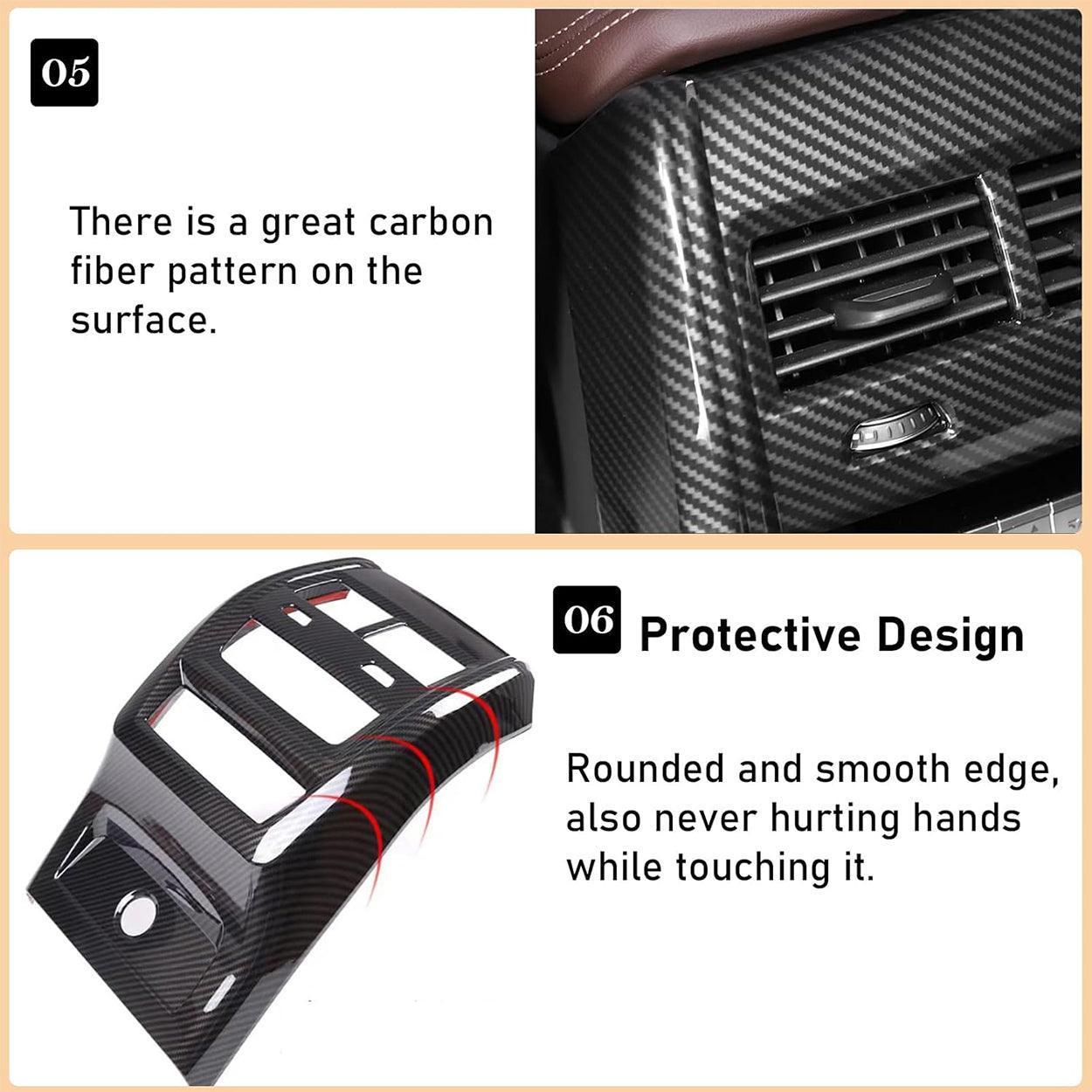 Compatible with BMW Rear Air Conditioning Vent Cover for X5 G05 & X6 G06 Carbon Fiber  Air Vent Panel Frame (Not Real Carbon Fiber)-autoydsstore