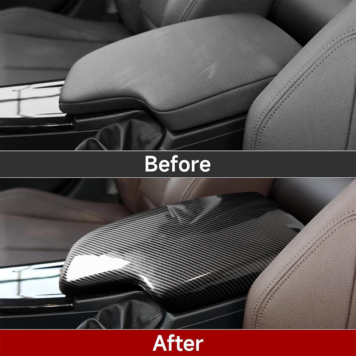 Car Armrest Cover Lid Storage Box Carbon Color ABS Trim fits for BMW F30 2012 2013 2014 2015 2016 2017 2018 2019 Accessories-autoydsstore