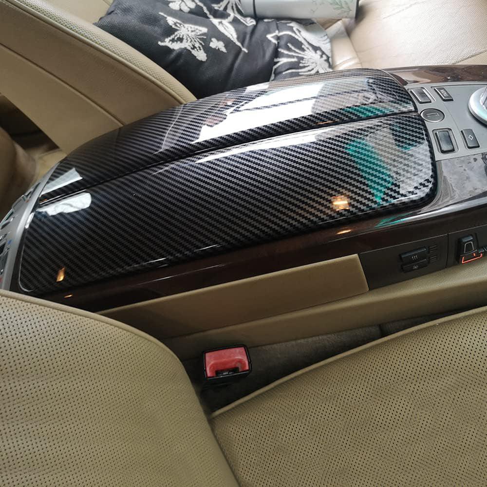 YDSSTORE  for BMW 7 Series E65 E66 2002-2008 ABS Carbon Fiber Color Car Interior Center Armrest Box Cover Console Box Storage Box Trim Covers(745i 745Li 750i 750Li 760i 760Li)-autoydsstore