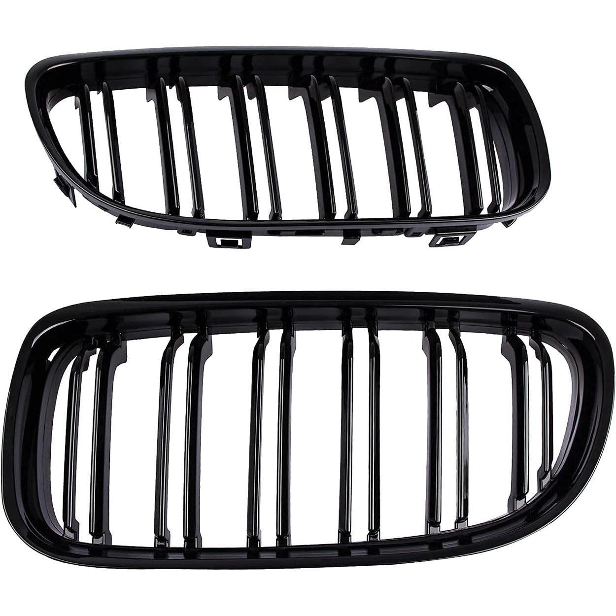 Front Bumper Kidney Grille Pair Gloss Black Double Line for 2009-2011 BMW E90 328i 318i 320i 323i 325i 330i 335i-autoydsstore