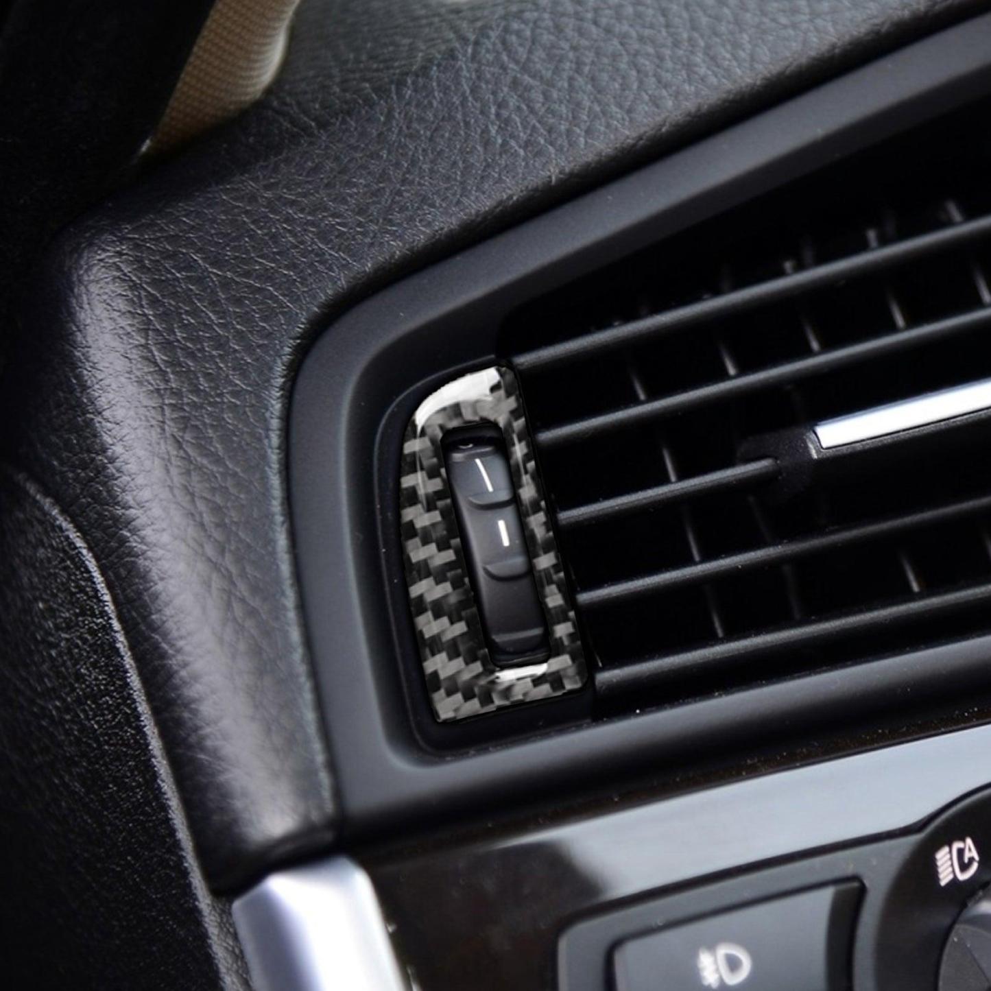 YDSSTORE Carbon Fiber Interior Trim - Air Conditioning Vents Frame Cover for BMW 5 Series F10 F11 F18 (2011-2017) | 5PCS Set - 520i 528i 530i 535d 535i 550i (Black)-autoydsstore