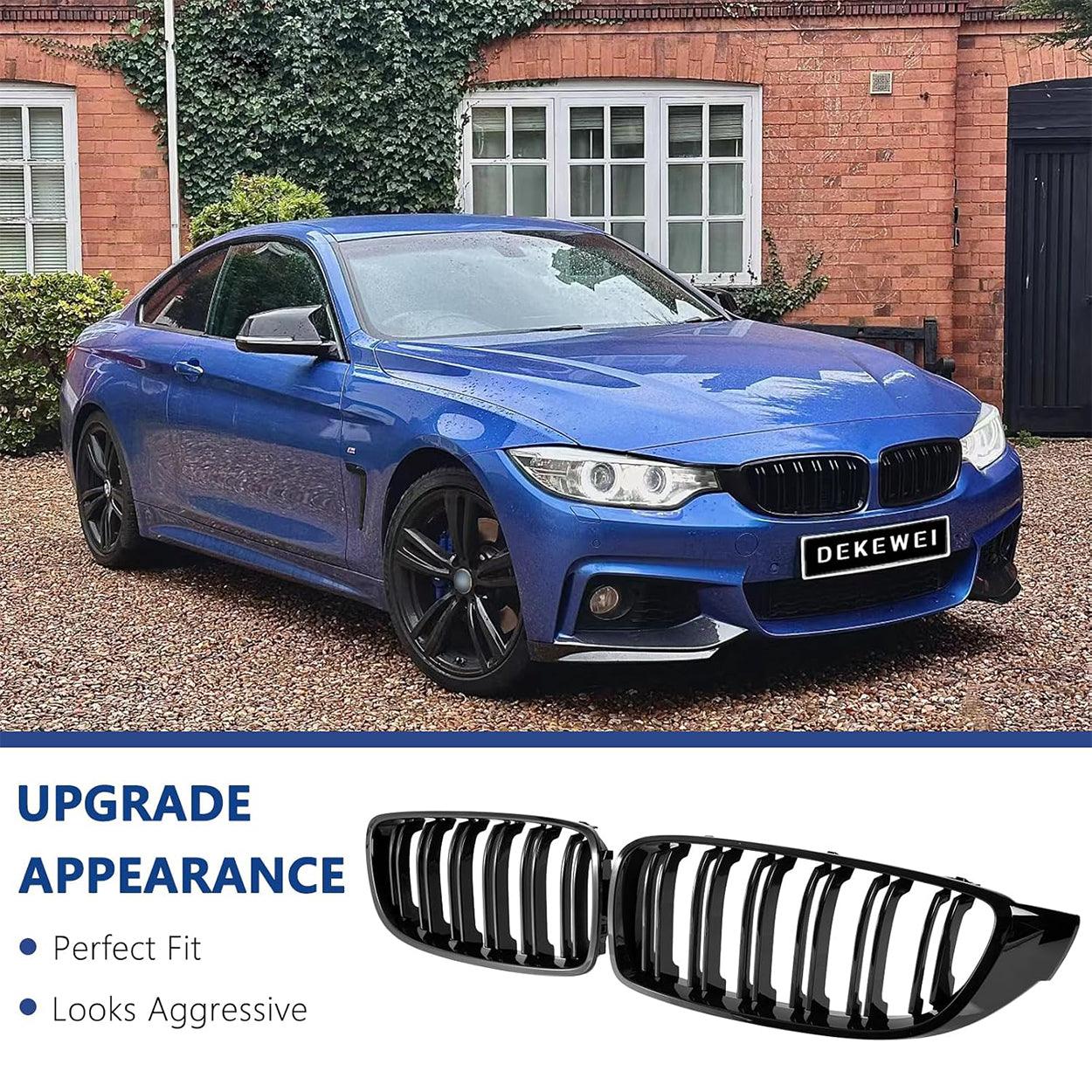 F32 Front Kidney Grille Grill for BMW 4 Series F32 F33 F36 (2014-2019) M3 F80 M4 F82 (2015-2019) - Gloss Black (2pcs)-autoydsstore