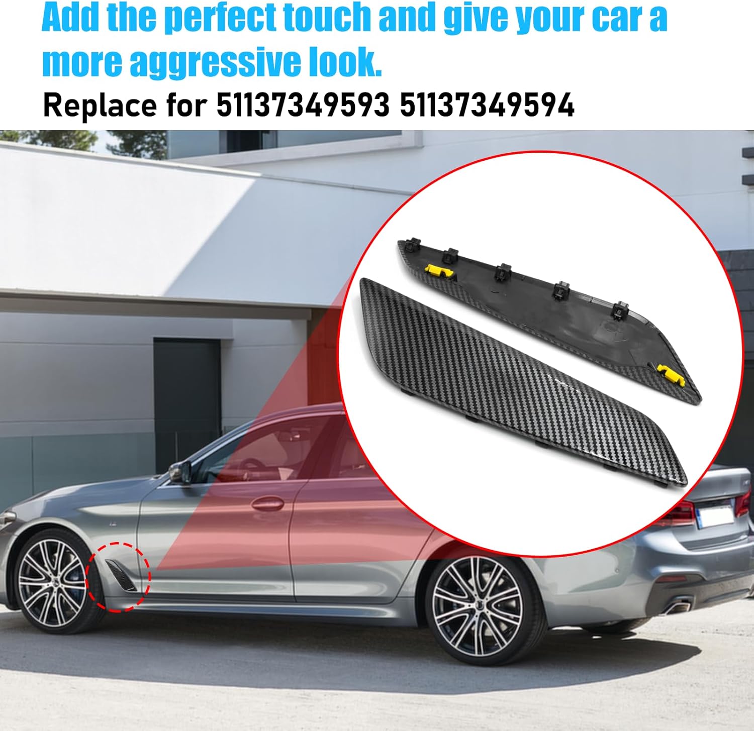 For BMW 5 Series G30/G31 Carbon Fiber Fender Vent Covers Replacement | 2017-2023 | YDSSTORE