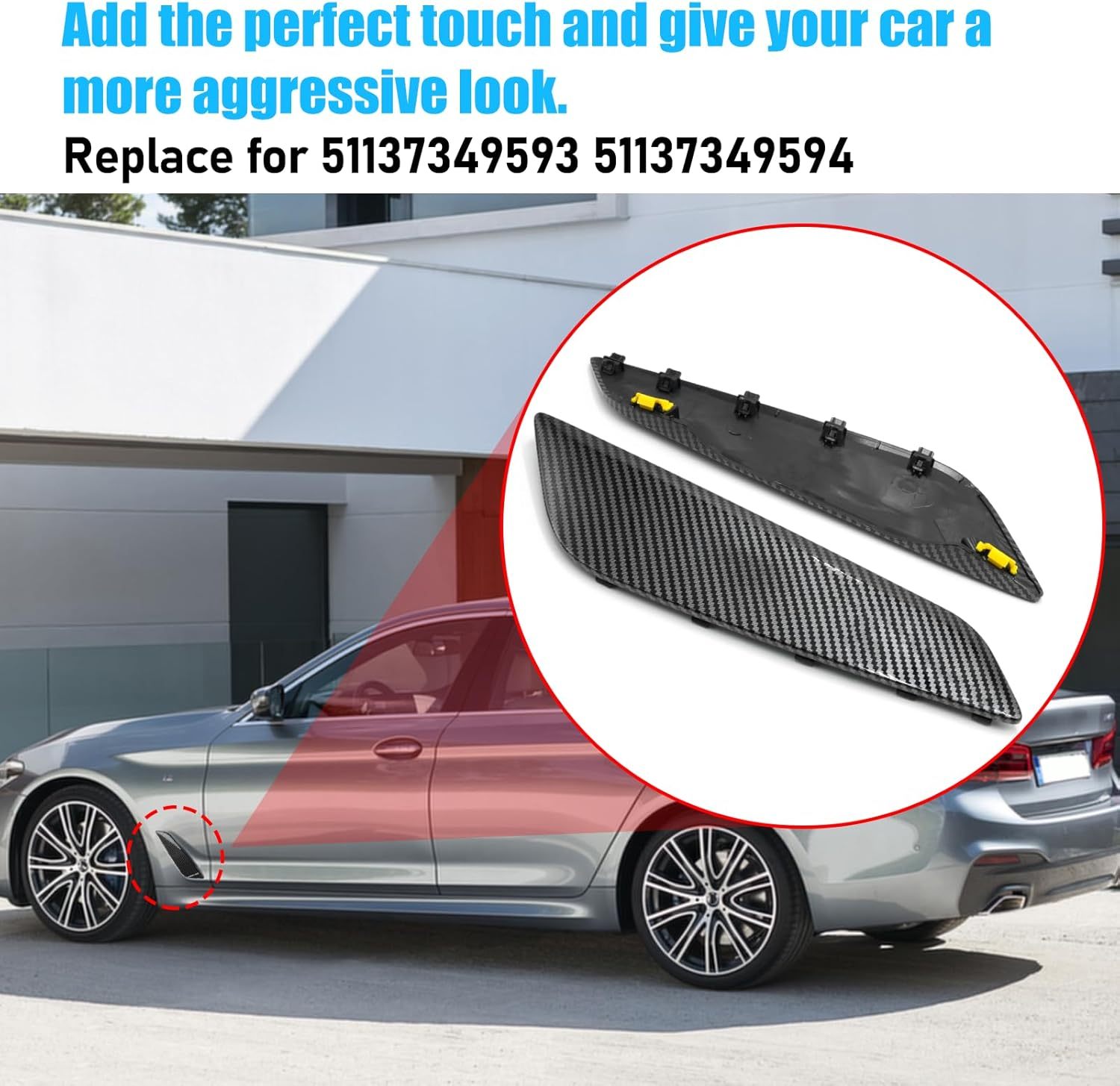 For BMW 5 Series G30/G31 Carbon Fiber Fender Vent Covers Replacement | 2017-2023 | YDSSTORE