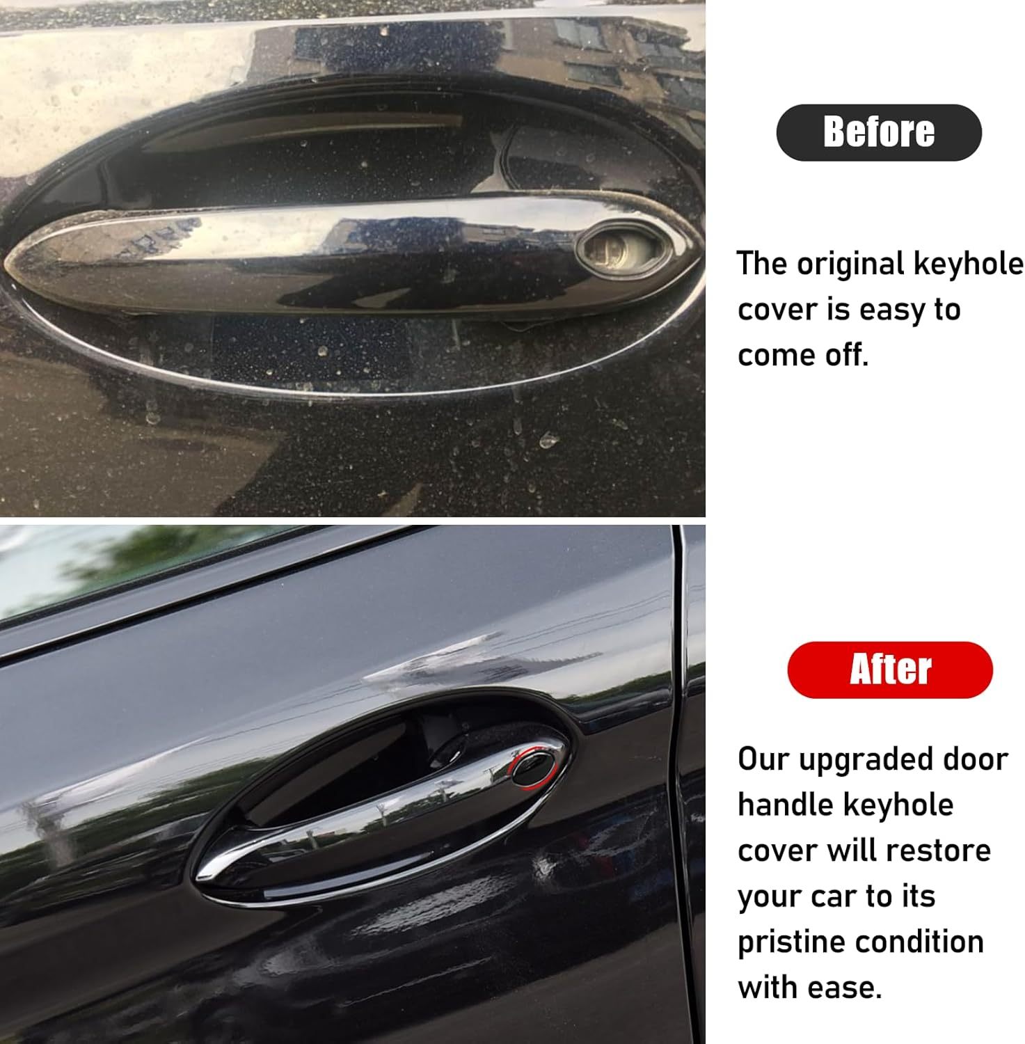 For BMW Door Handle Key Hole Cover 3 5 6 X3 X4 X5 X6 X7 Z4 OEM: 51217489341 51219463547 (Jet Black) | YDSSTORE-autoydsstore