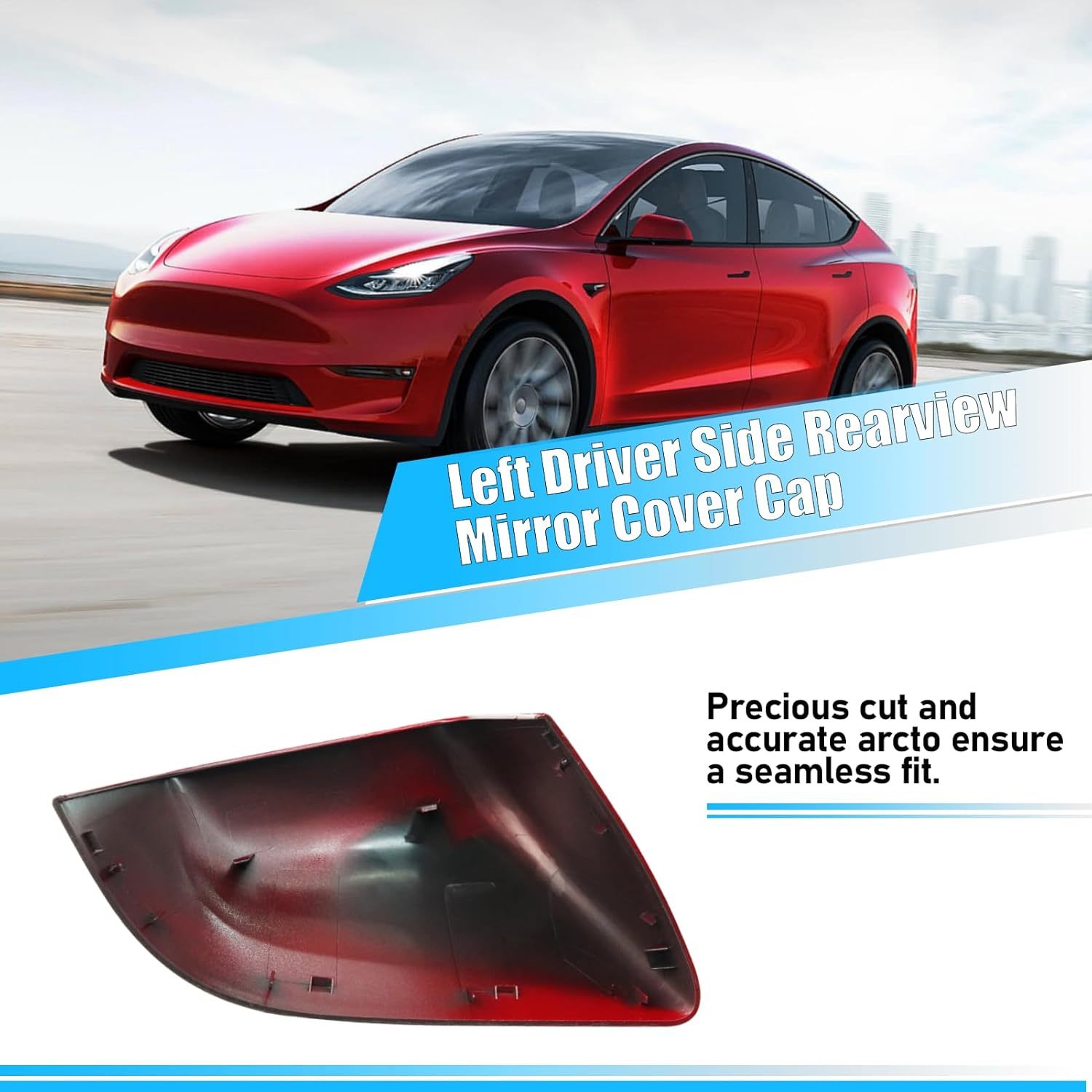 For Tesla Model Y Side Mirror Cover Left Driver Side Replacement | Red | YDSSTORE