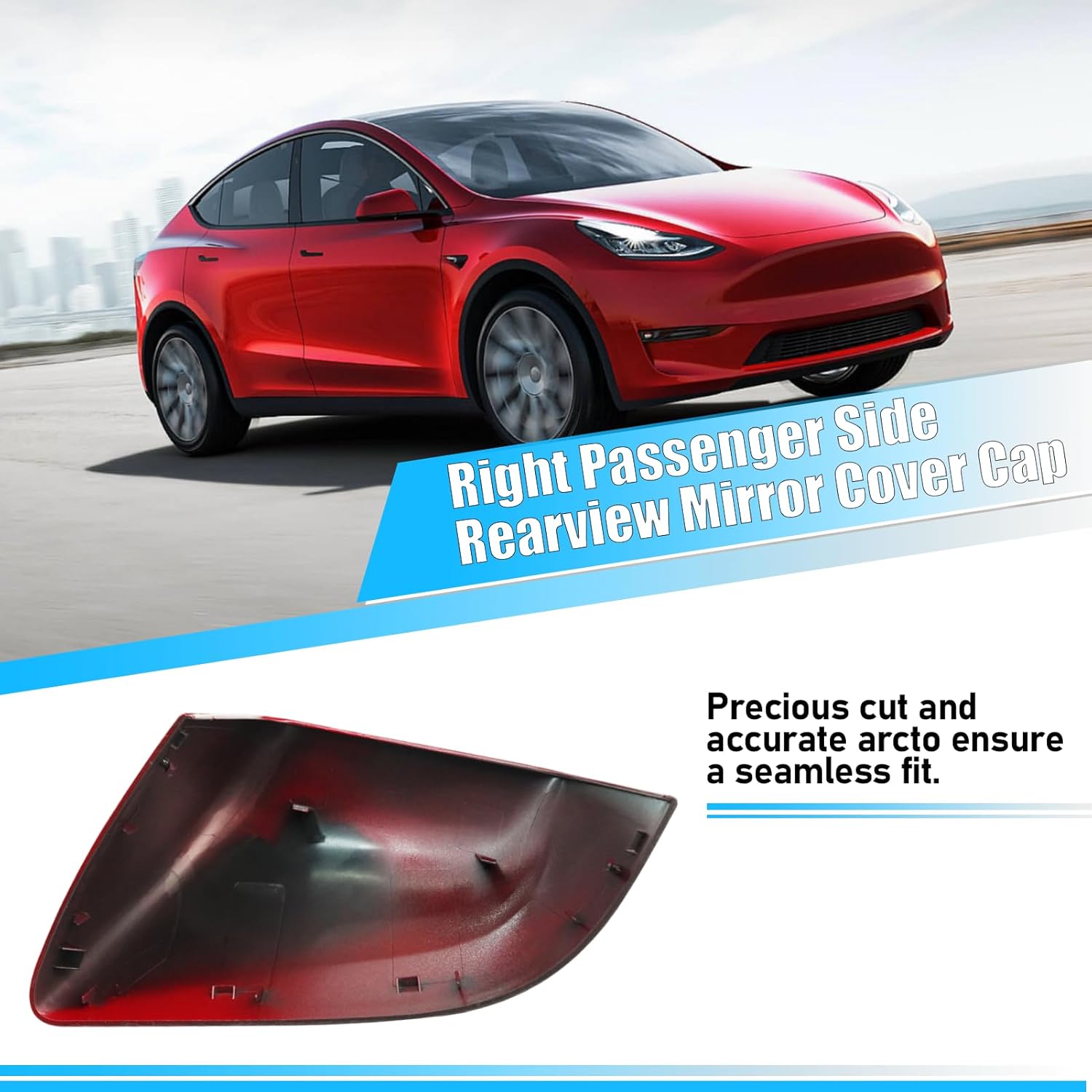 For Tesla Model Y Side Mirror Cover Right Passenger Side Replacement | Red | YDSSTORE