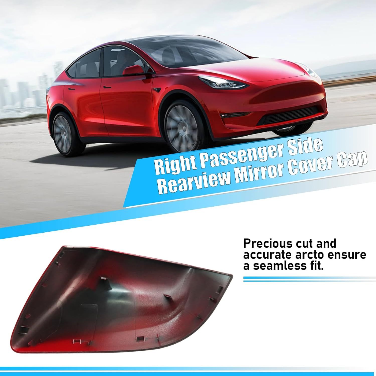 For Tesla Model Y Side Mirror Cover Right Passenger Side Replacement | Red | YDSSTORE
