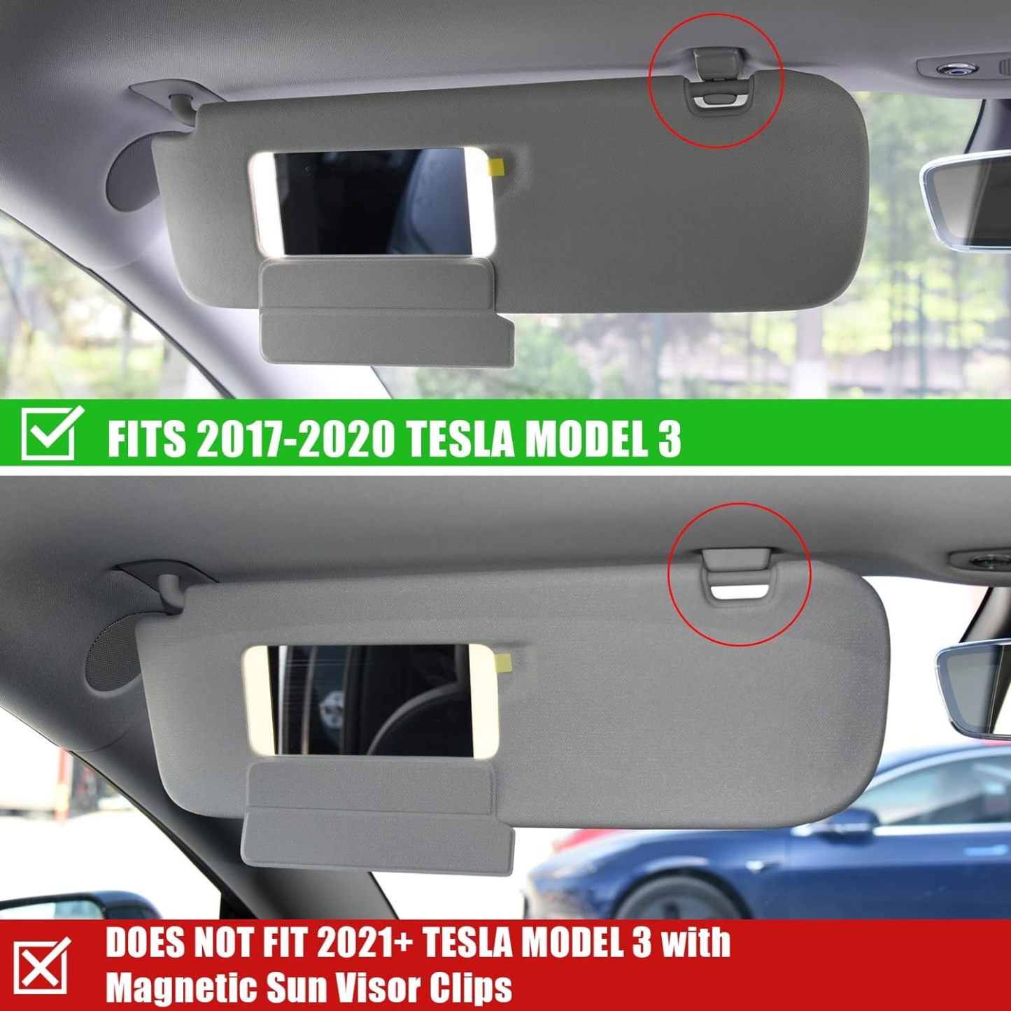 YDSSTORE Compatible with Tesla Model 3 Sun Visor Clips 2017 2018 2019 2020. 2PCS Interior Sun Visor Repair Clips Replacement. Grey Sun Visor Hook Retainer Clip for Tesla Model 3 Accessories 2017-2020-autoydsstore