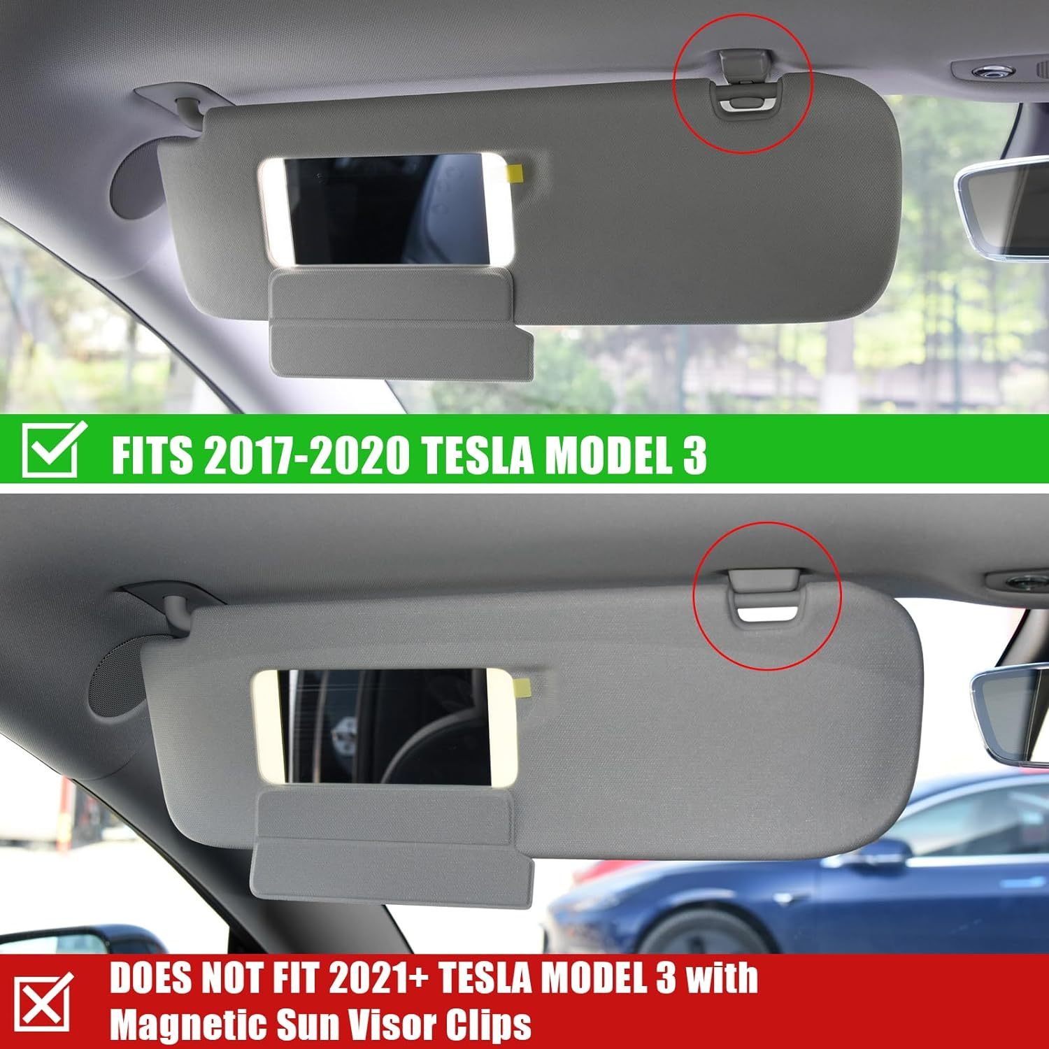 YDSSTORE Compatible with Tesla Model 3 Sun Visor Clips 2017 2018 2019 2020. 2PCS Interior Sun Visor Repair Clips Replacement. Grey Sun Visor Hook Retainer Clip for Tesla Model 3 Accessories 2017-2020-autoydsstore